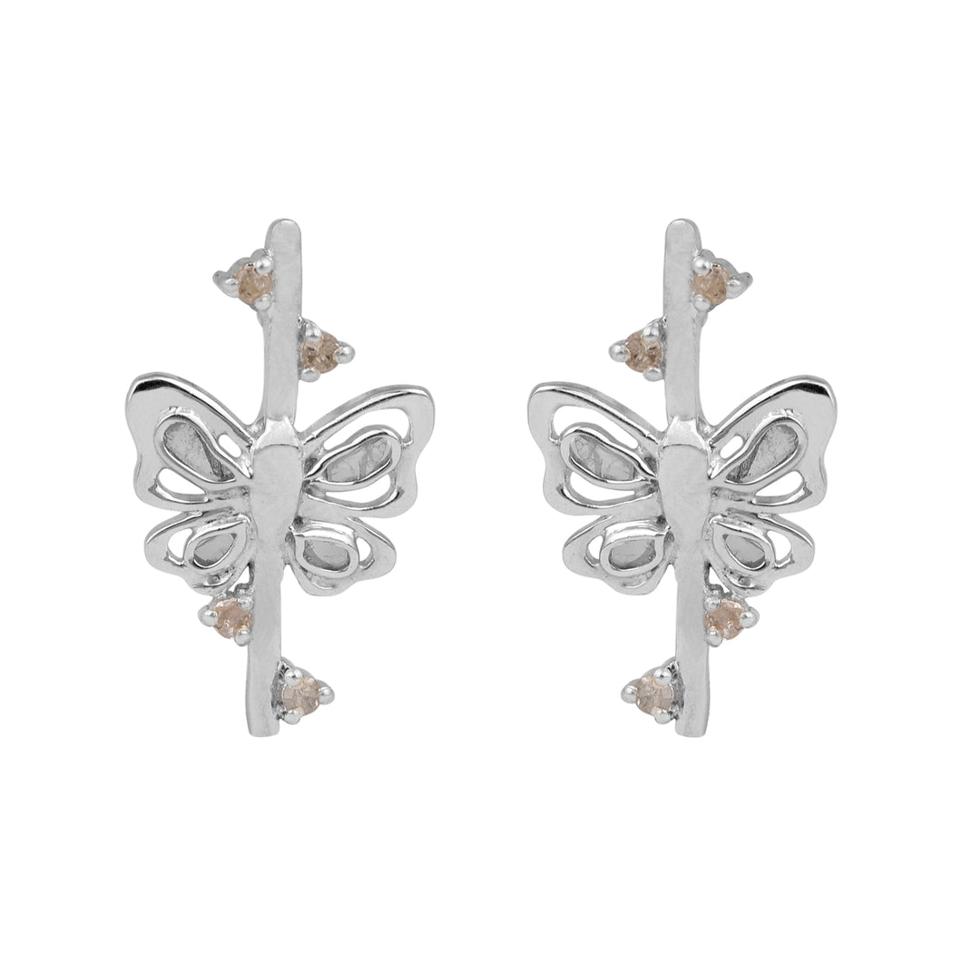 0.20 CTW Slice Polki Diamond Butterfly Earrings