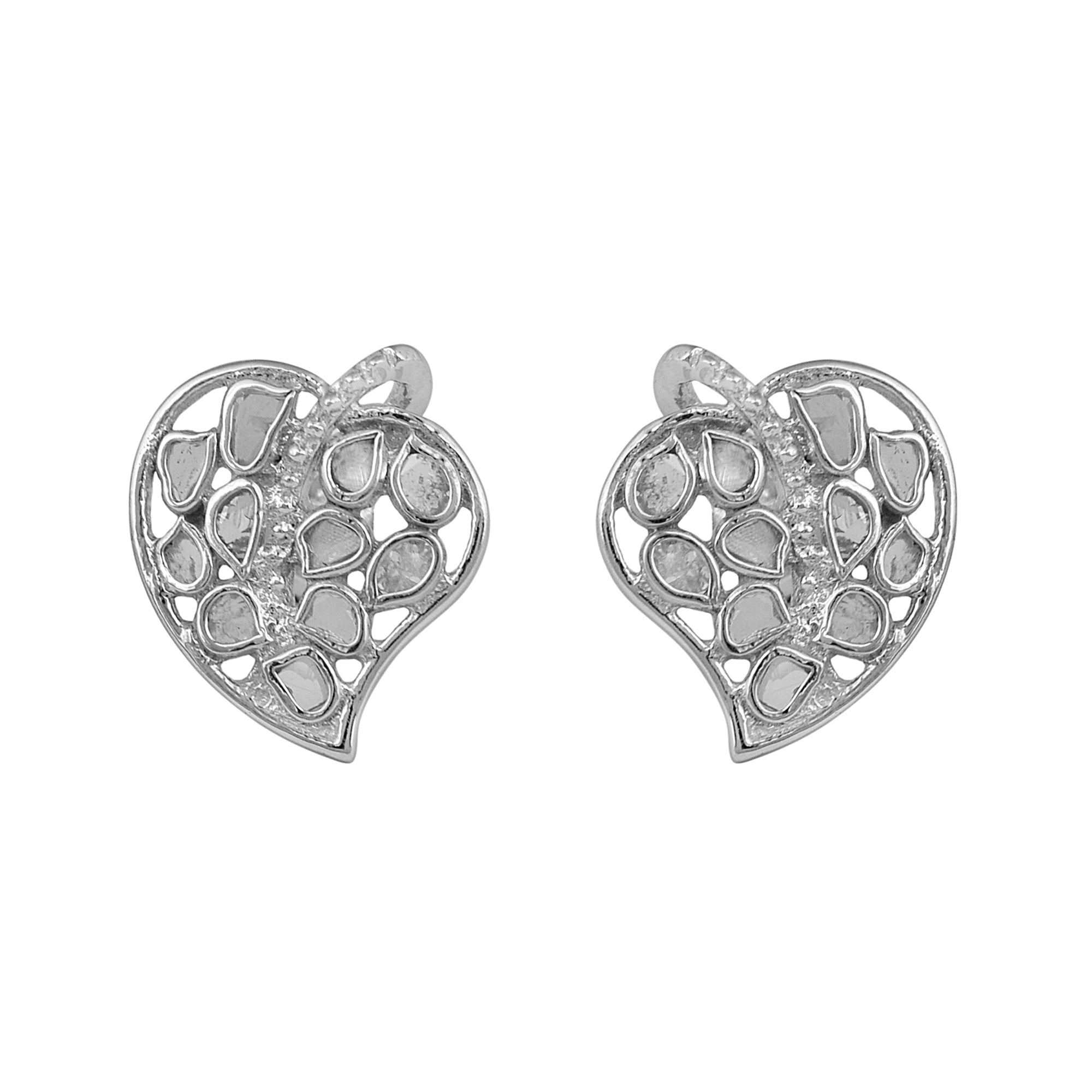 0.50 CTW Slice Polki Diamond Heart Earring
