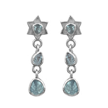 Load image into Gallery viewer, Artisan Crafted 0.50 CTW Polki Blue Diamond Star Drop Earrings