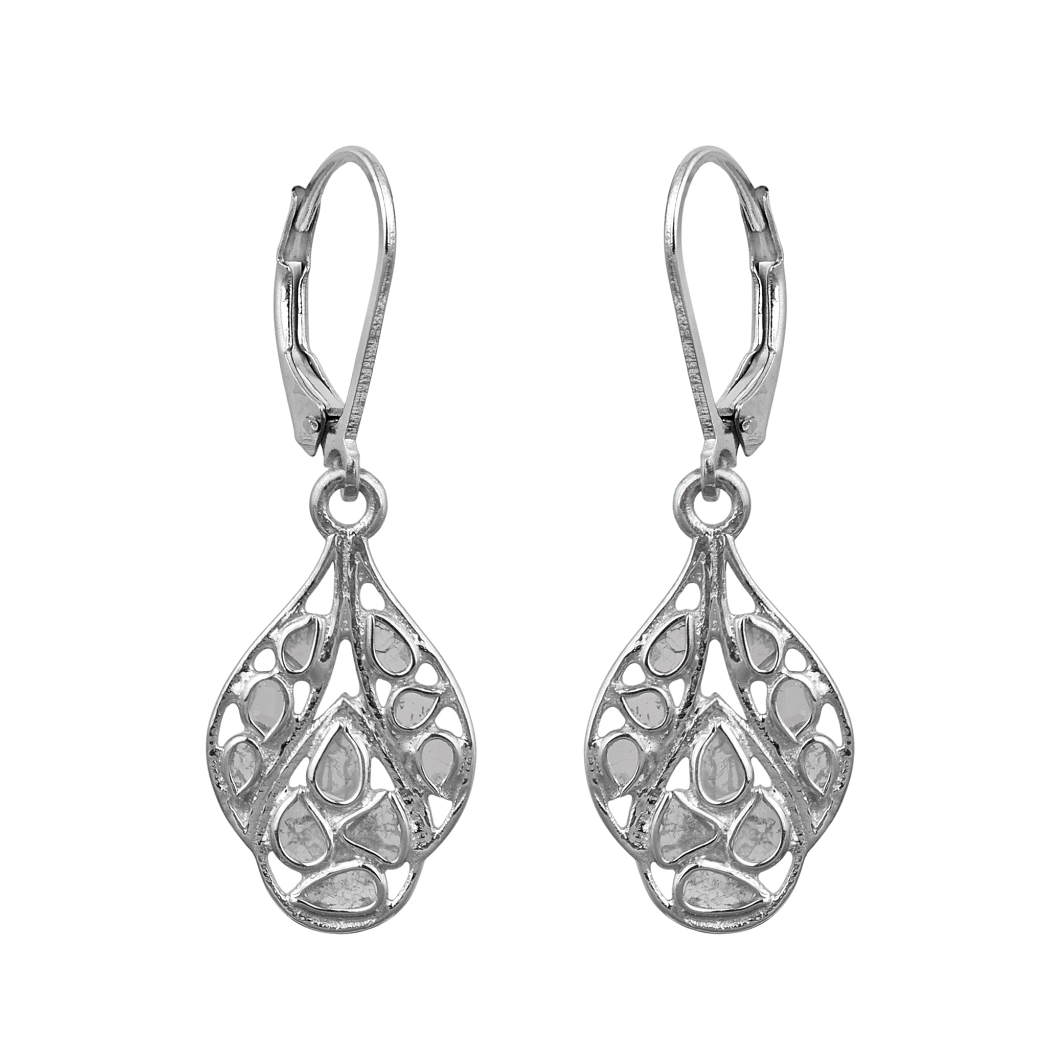 Artisan Crafted 0.50 CTW Polki Diamond Drop Glinting Earrings