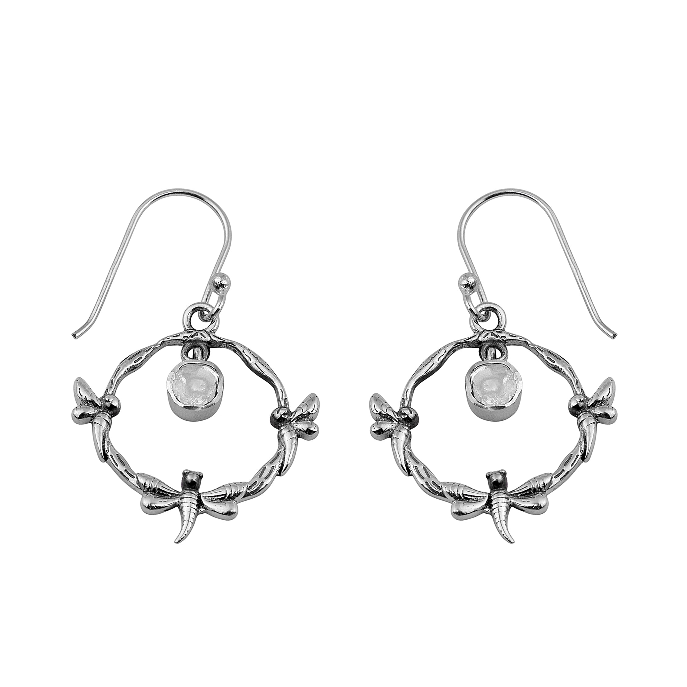 0.25 CTW Polki Diamond Drop Dragonfly Earrings