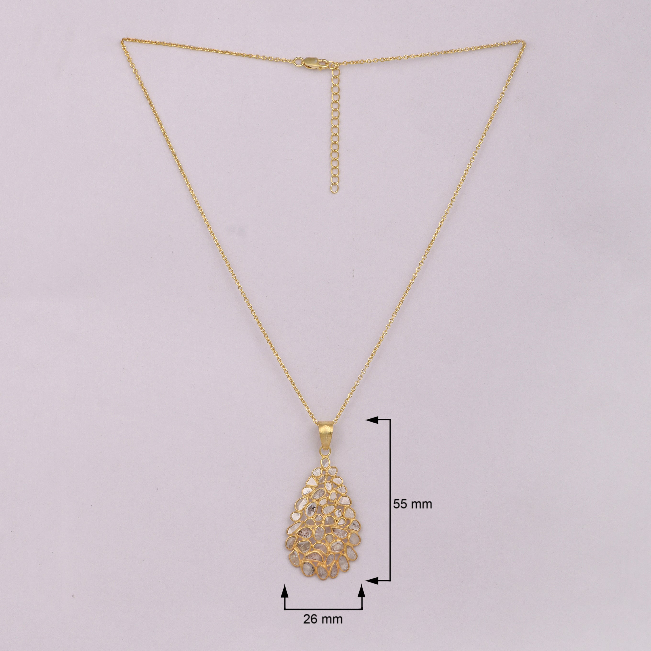 2.50 CTW Diamond Polki Pendant Necklace