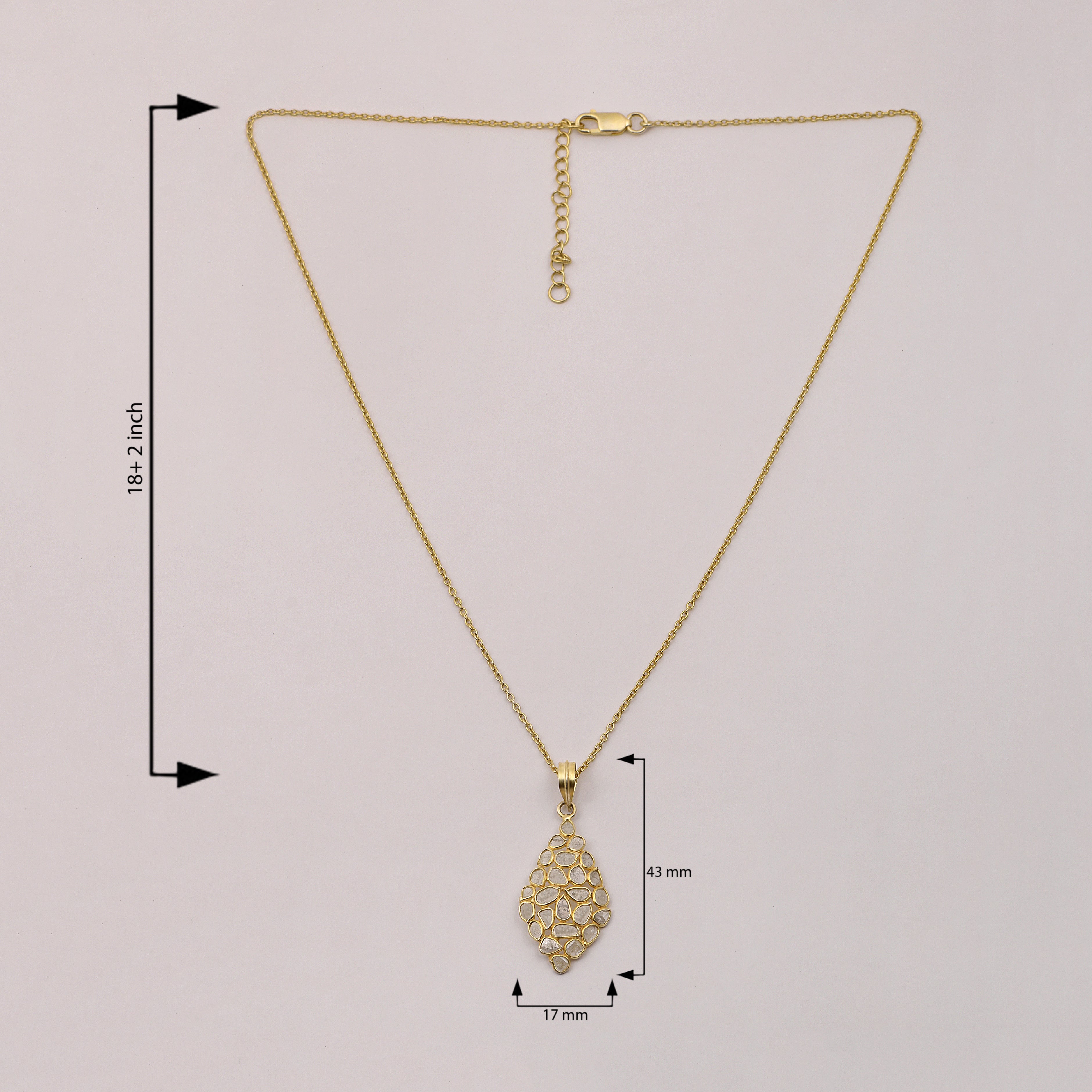 2.50 CTW Diamond Polki Geometric Pendant Necklace