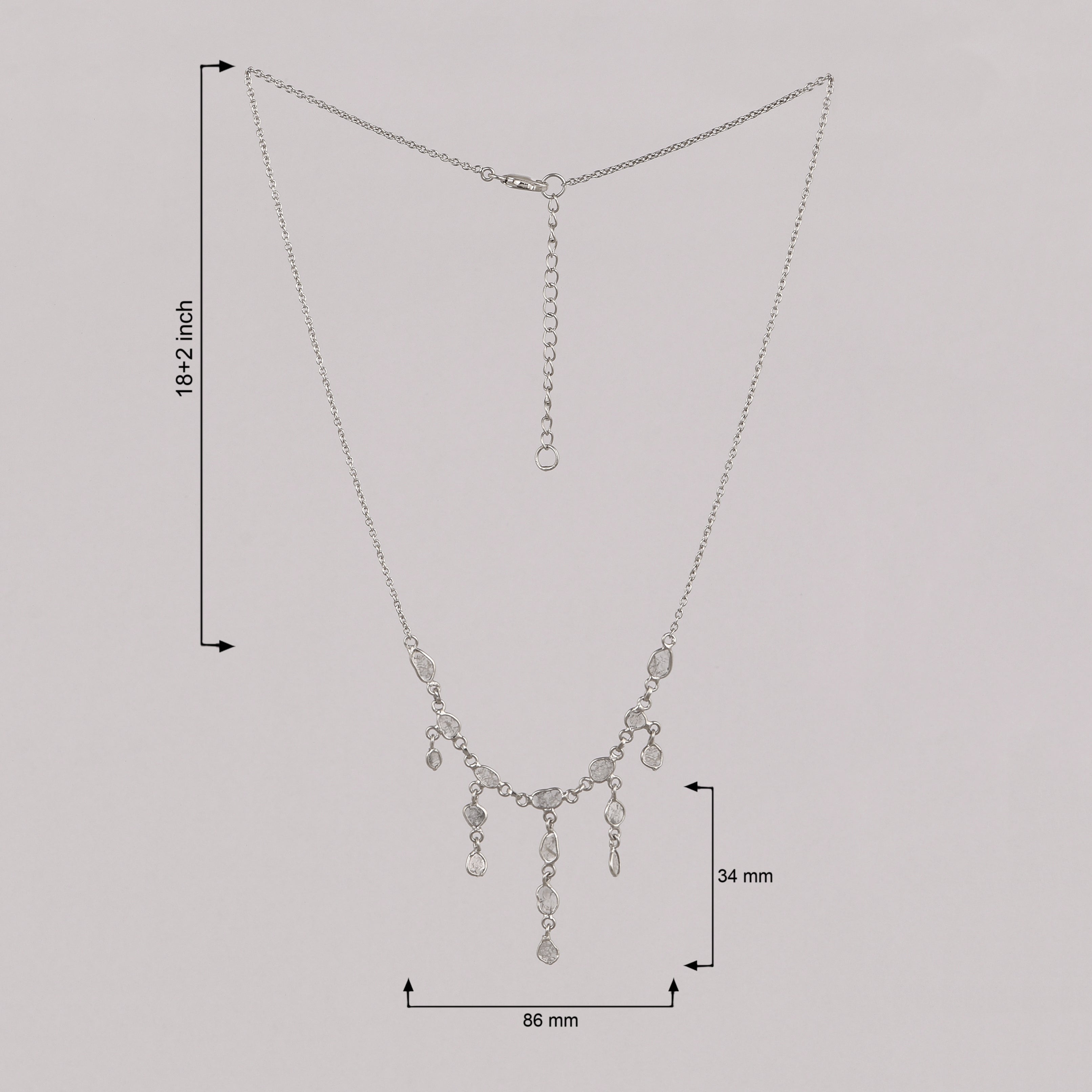 2 CTW Diamond Polki Boho Fringe Necklace
