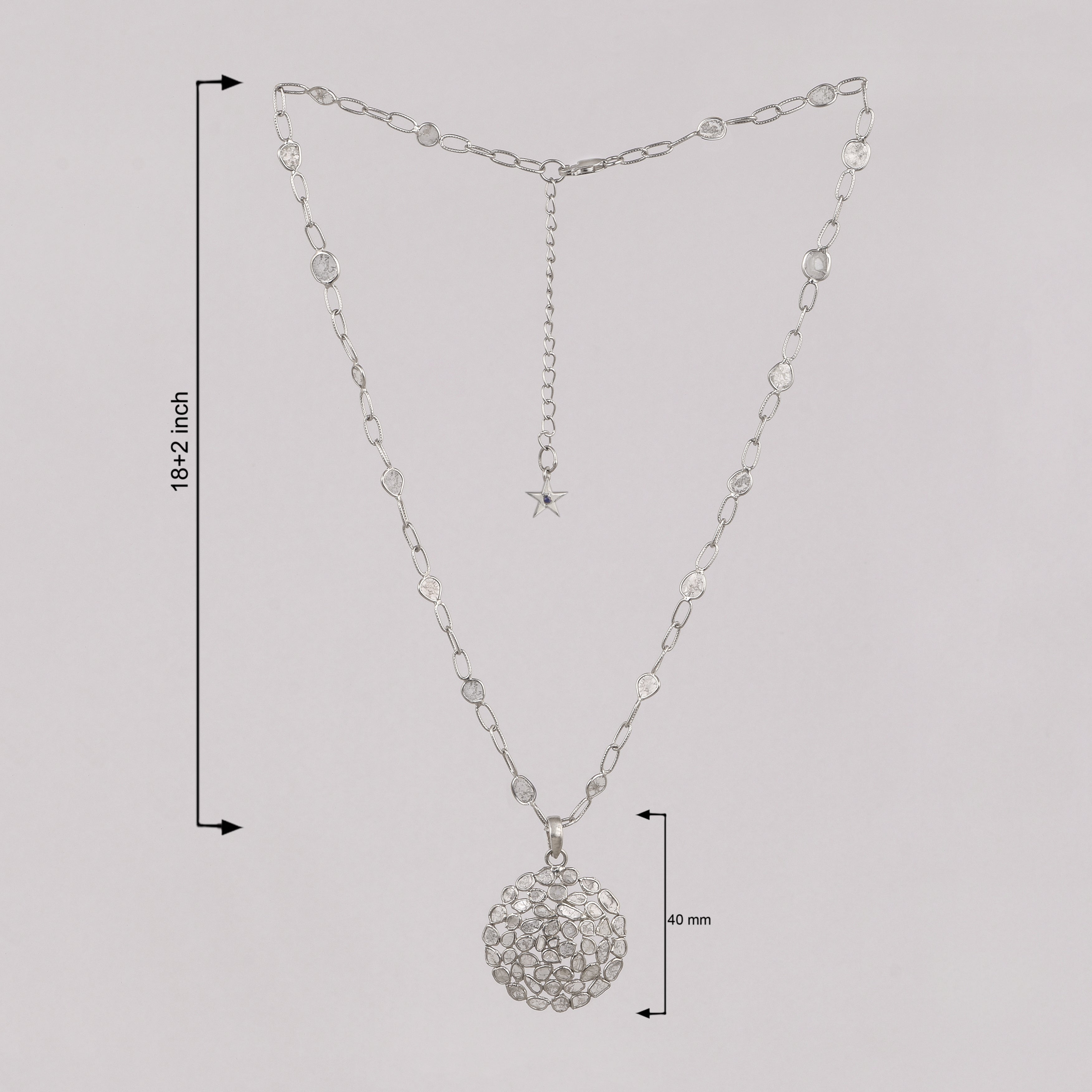 4 CTW Diamond Polki Round Pendant Necklace