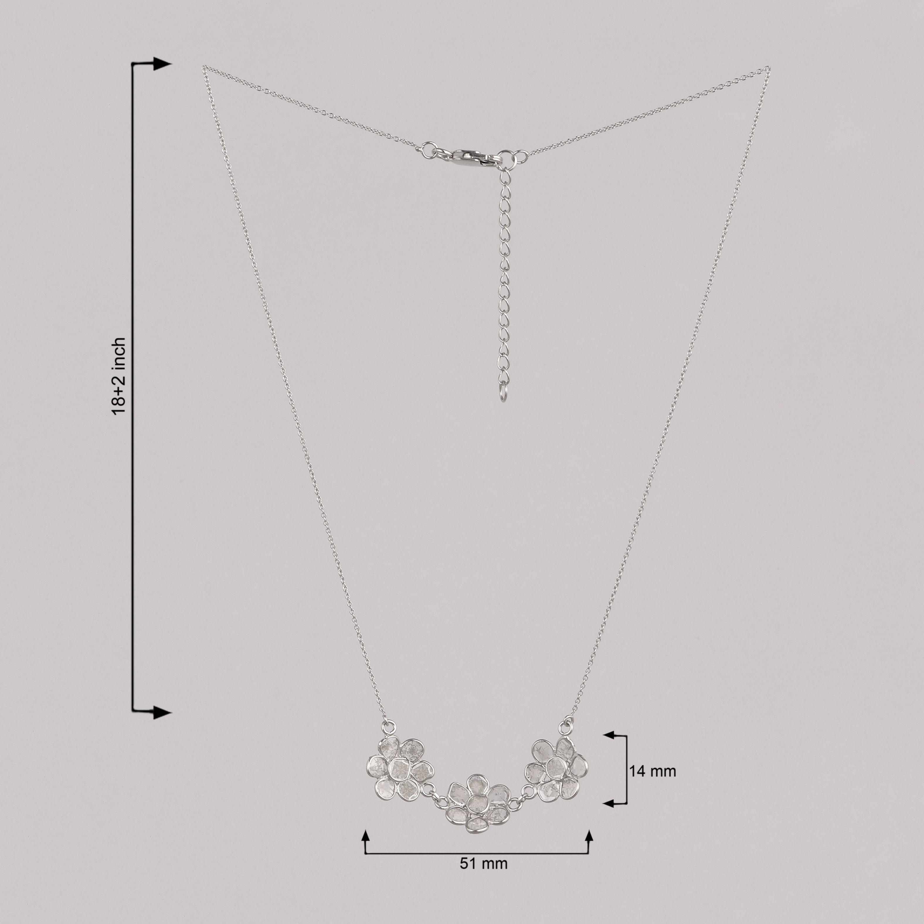 3 CTW Diamond Polki Flower Pendant Necklace