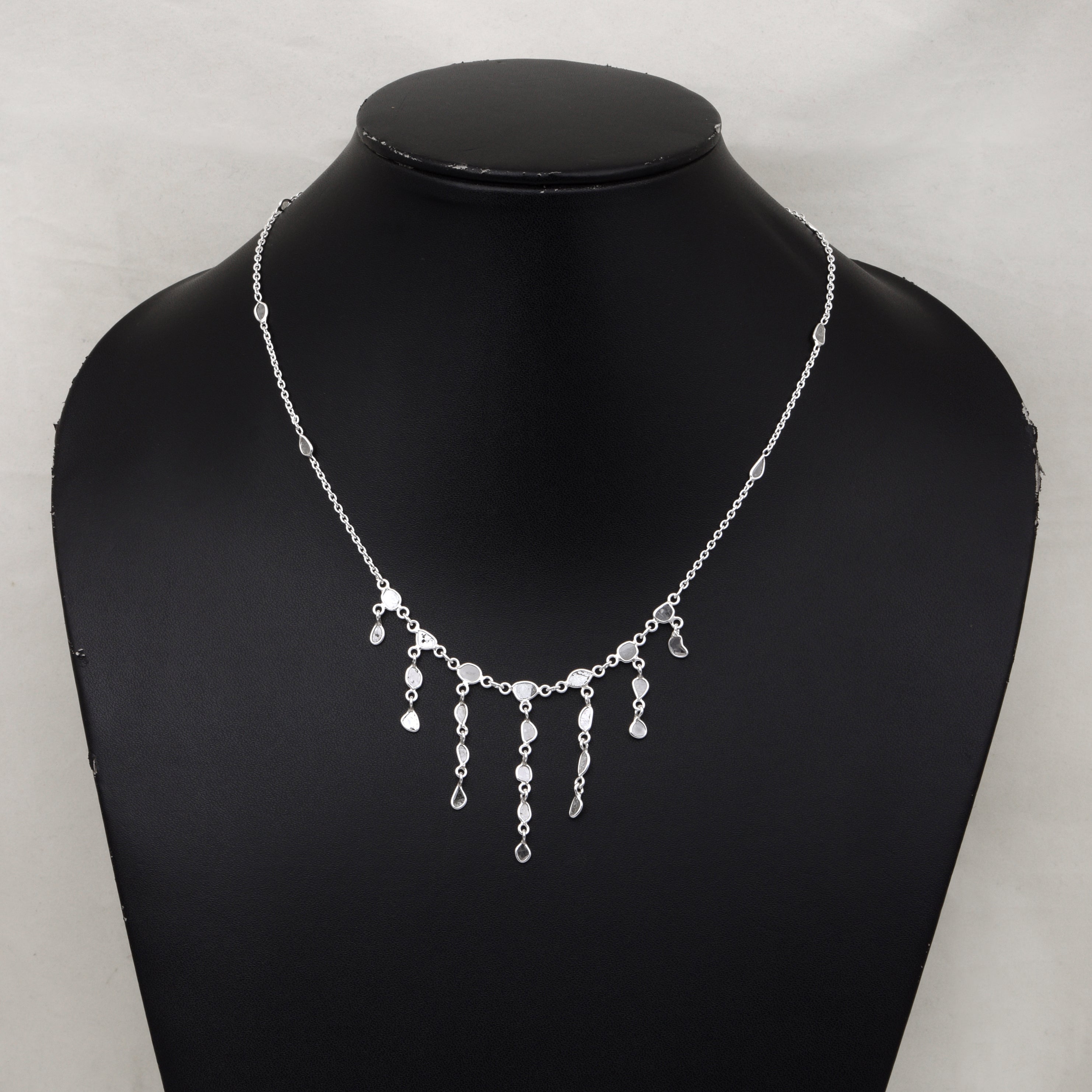 1.30 CTW Diamond Polki Fringe Necklace