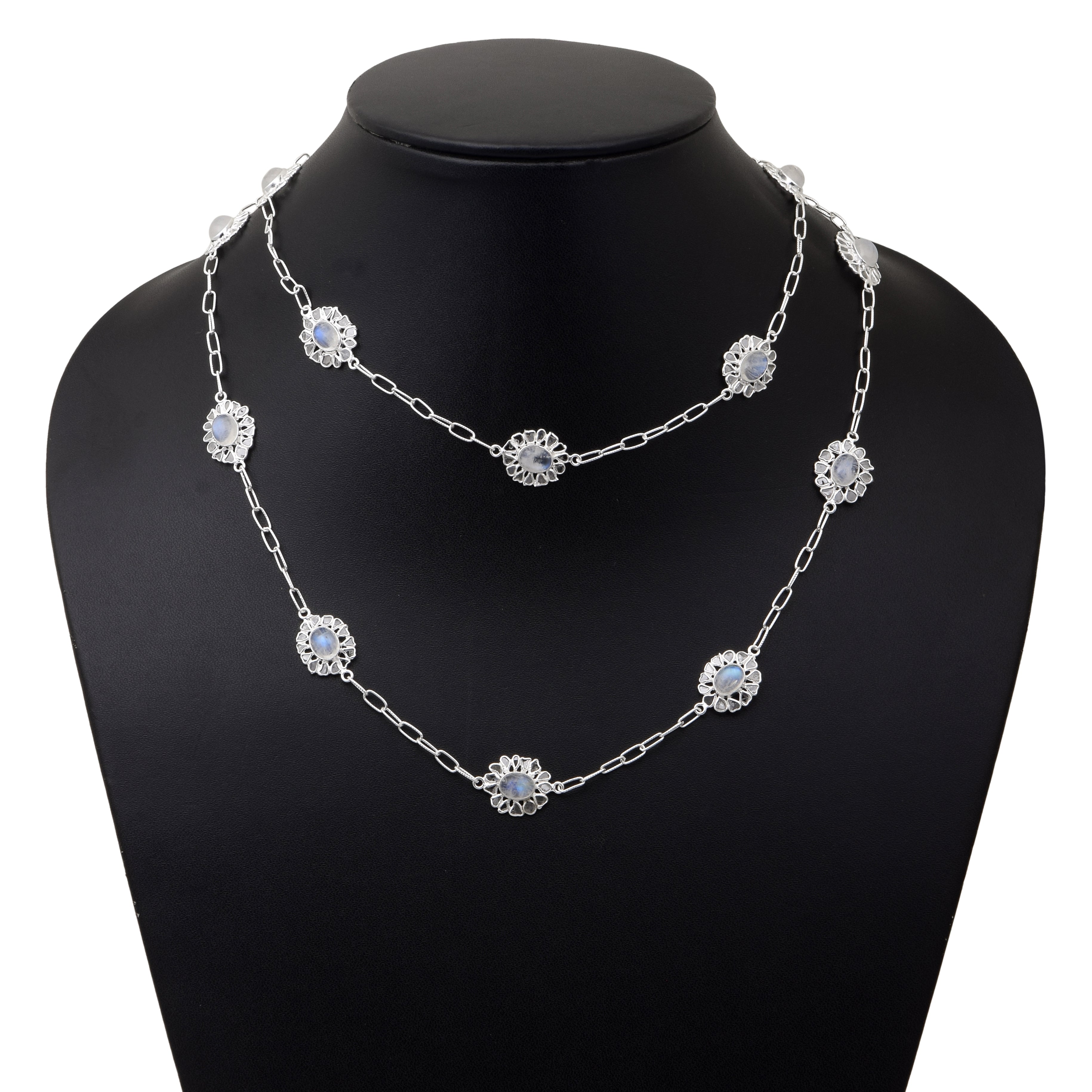8.50 CTW Diamond Polki Moonstone Necklace