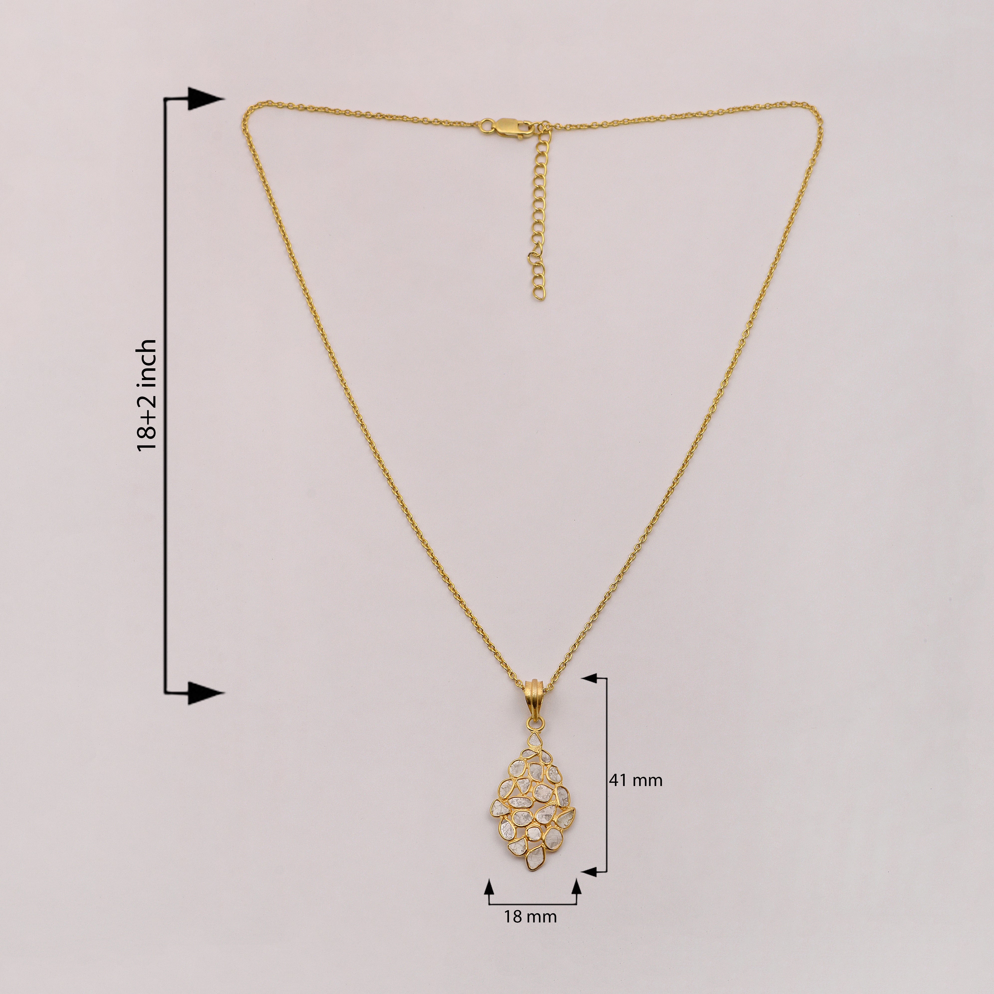 2.50 CTW Diamond Polki Geometric Pendant Necklace