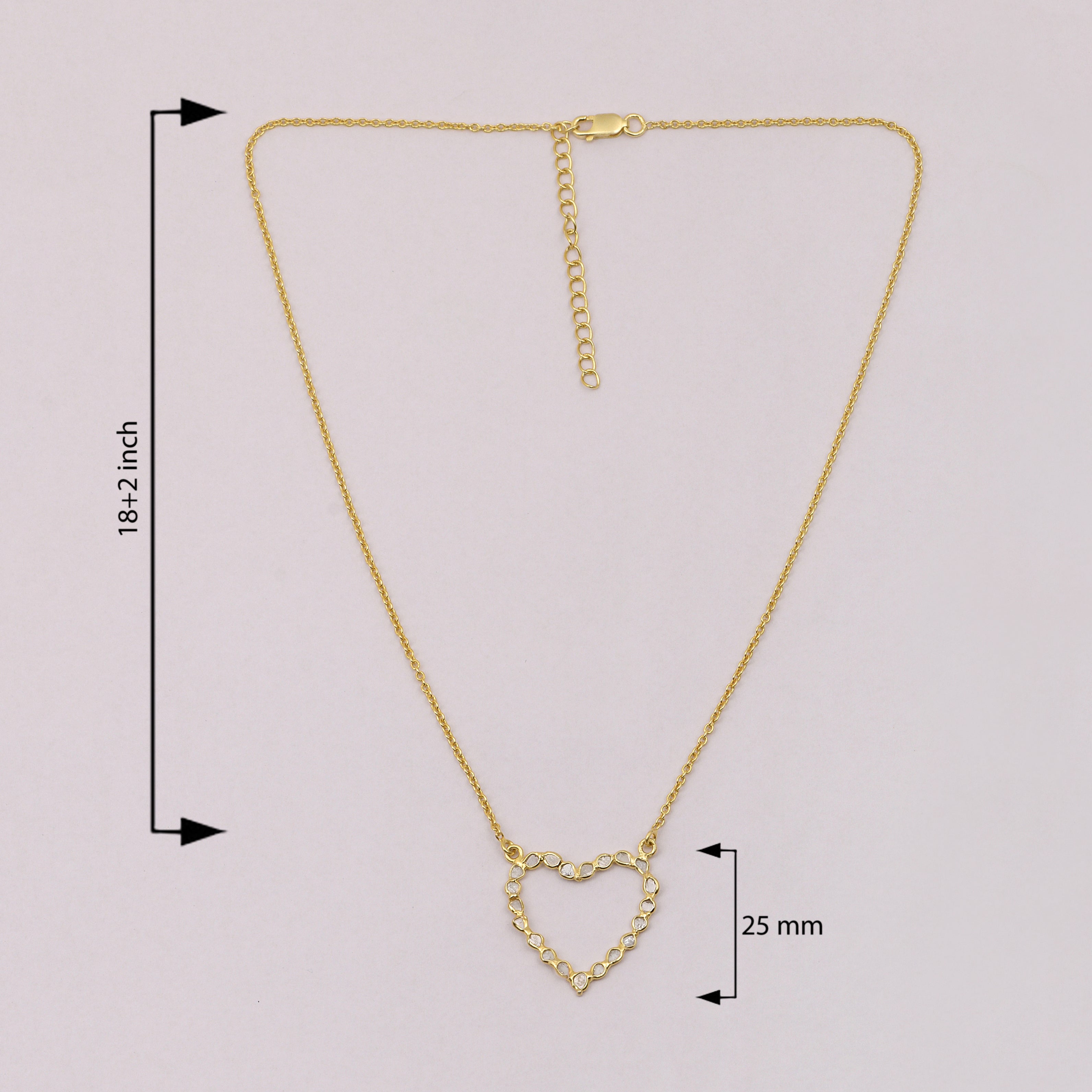 2.50 CTW Diamond Polki Hollow Heart Pendant Necklace