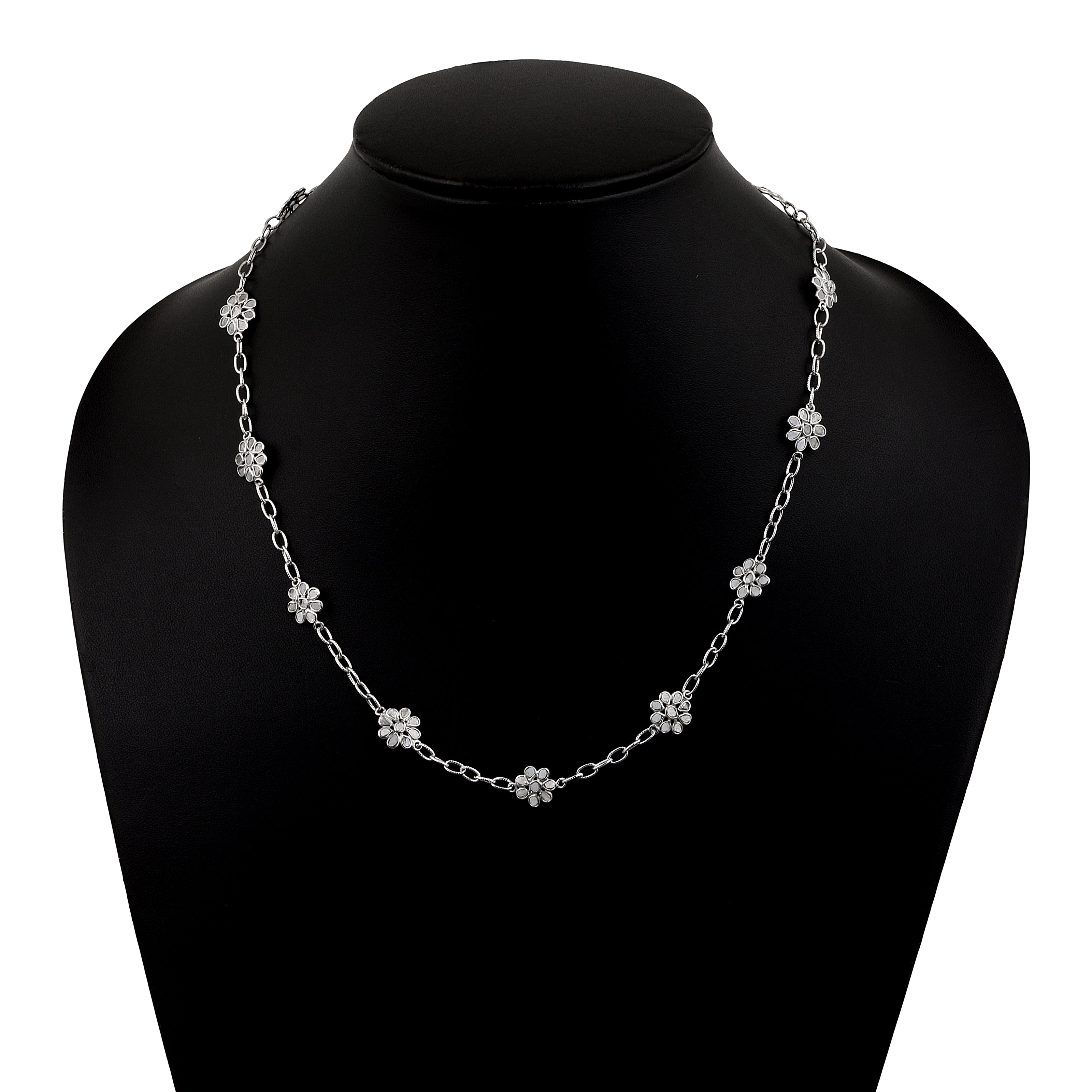 5.50 CTW Diamond Polki Flower Chain Necklace