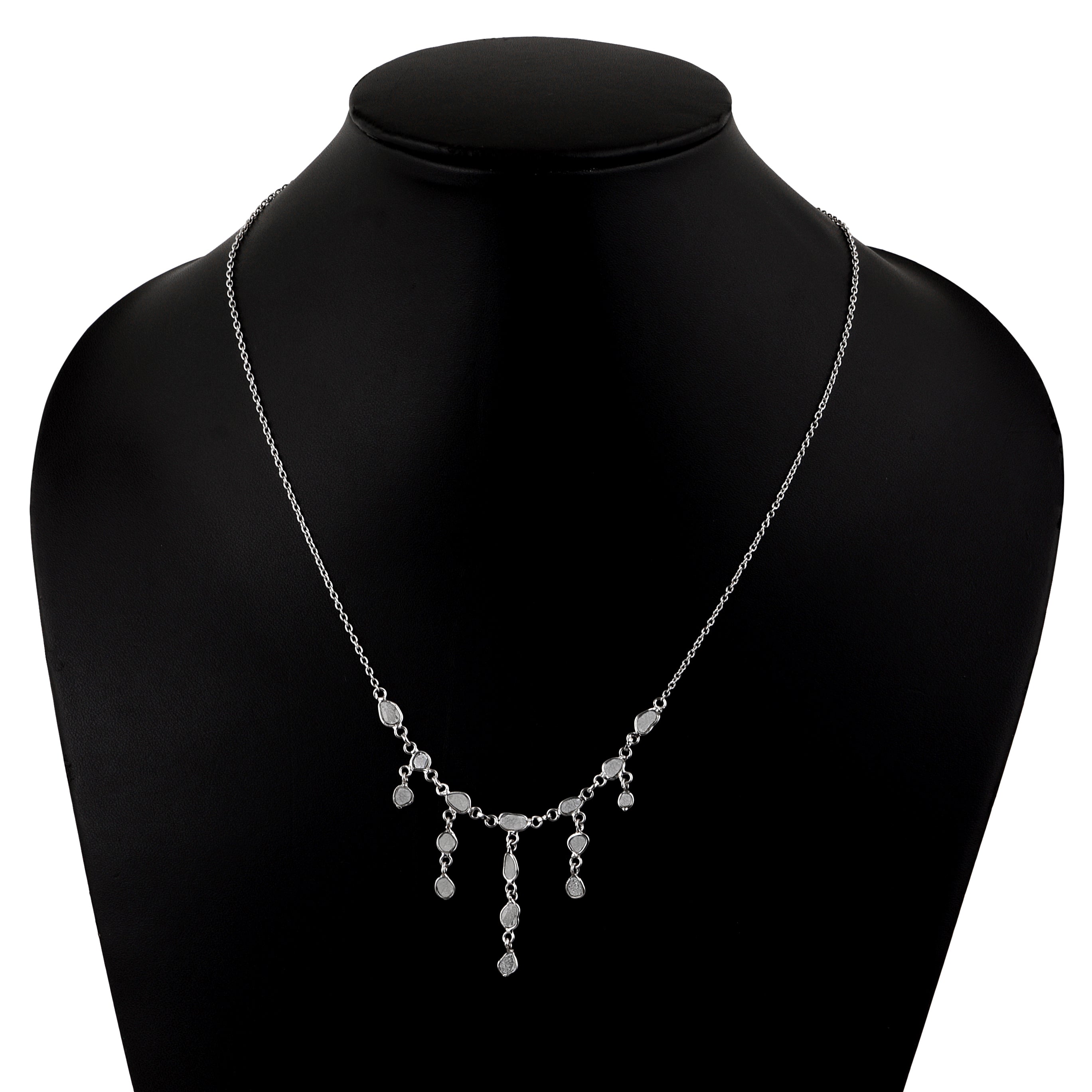 2 CTW Diamond Polki Boho Fringe Necklace