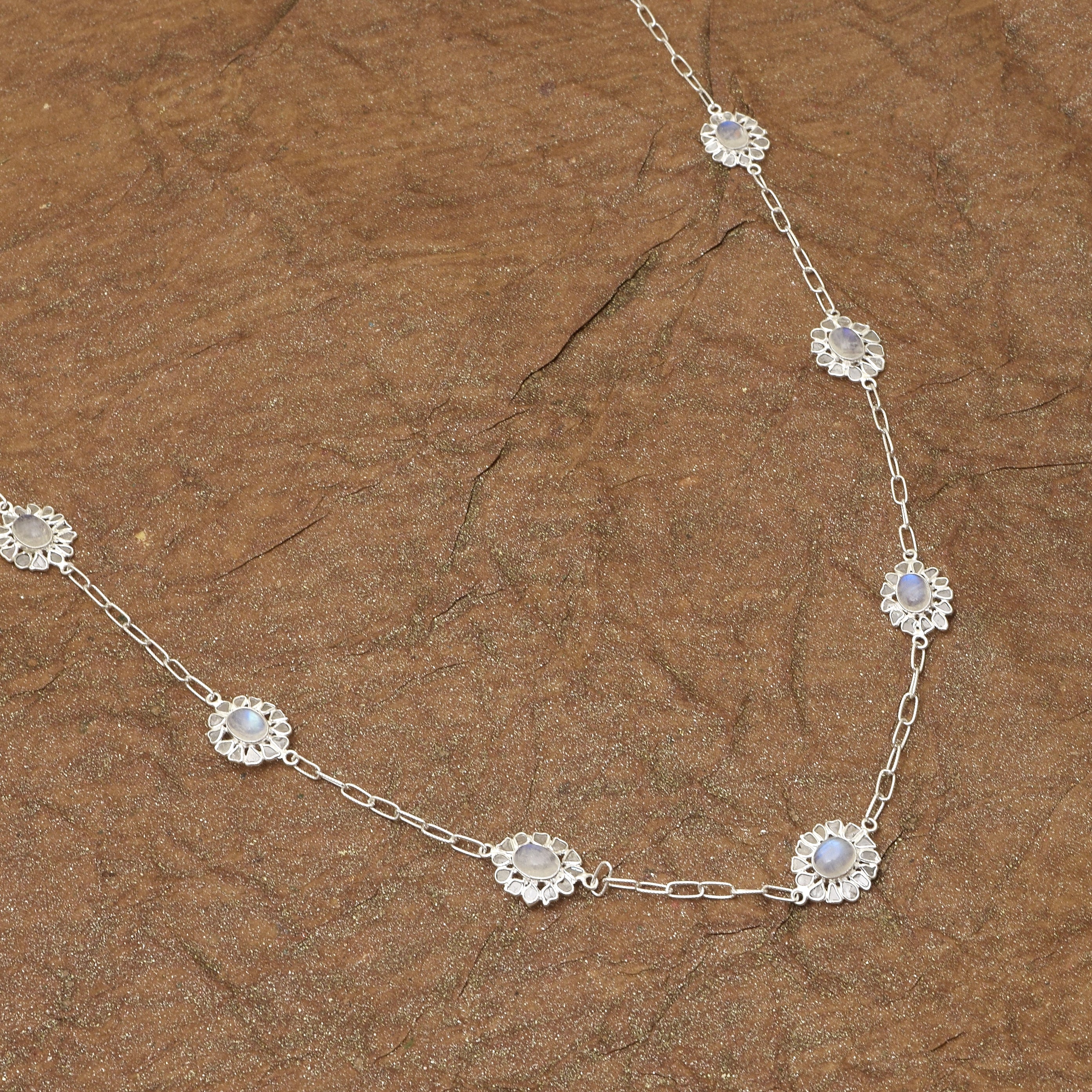 8.50 CTW Diamond Polki Moonstone Necklace