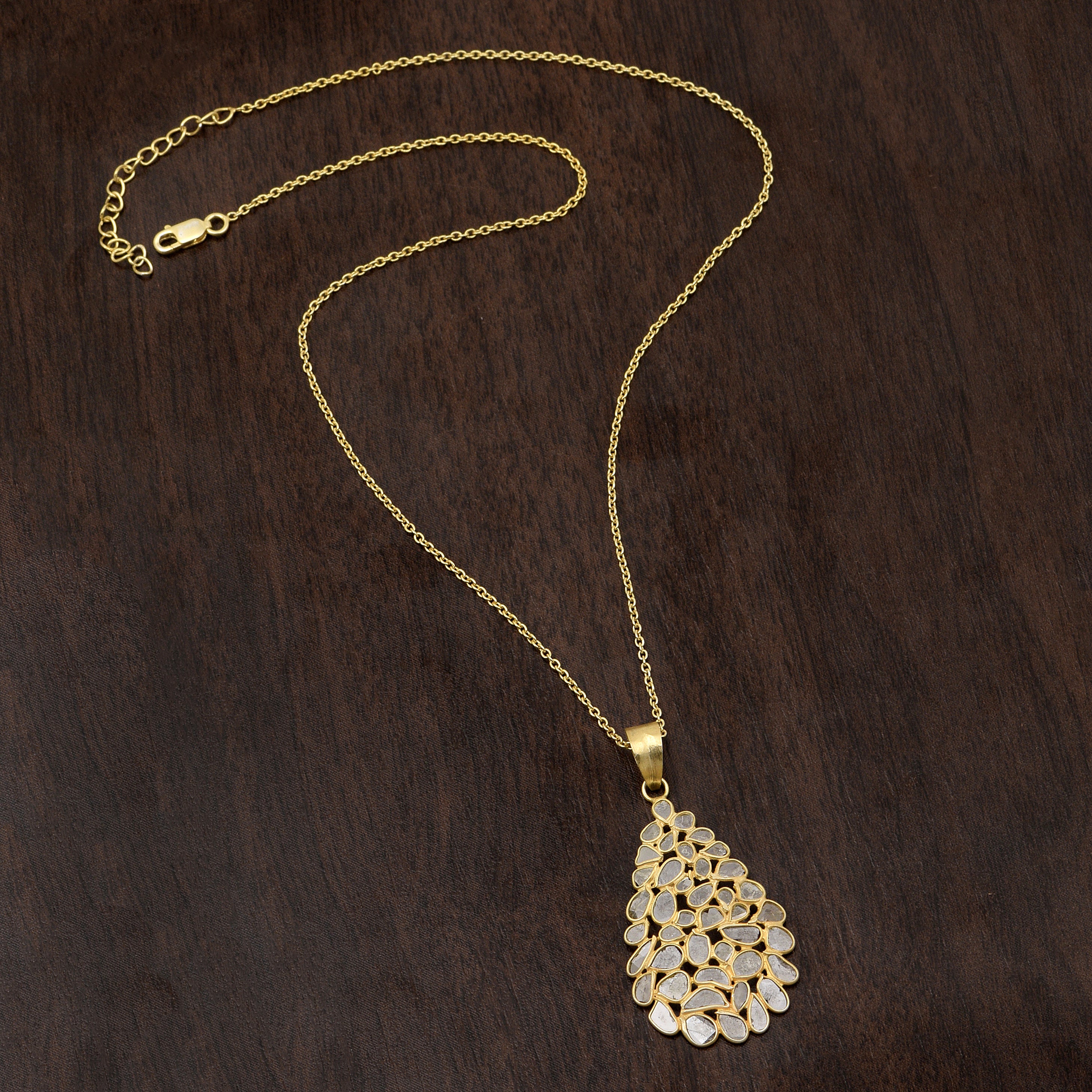 2.50 CTW Diamond Polki Pendant Necklace