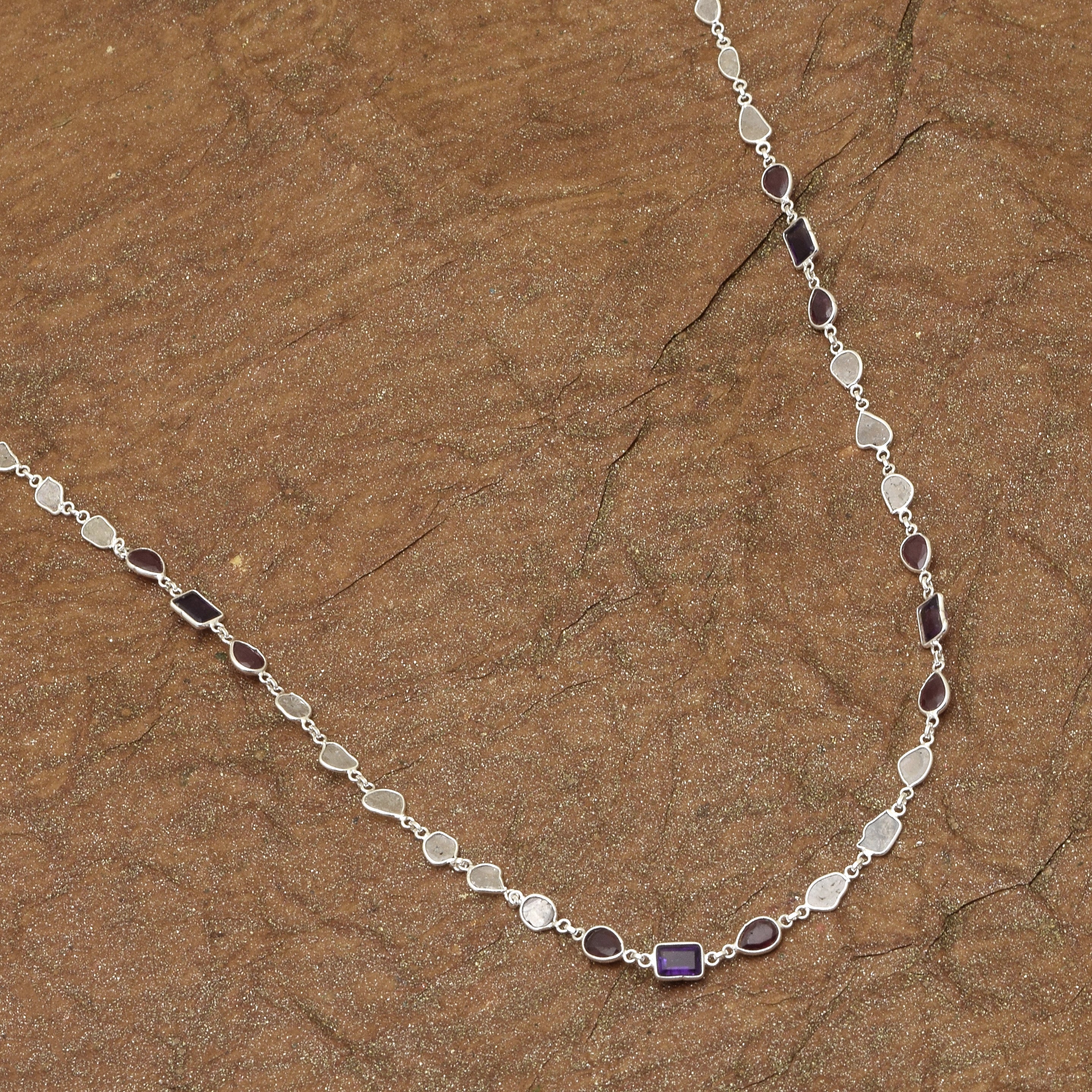 6 CTW Diamond Polki Ruby Amethyst Necklace