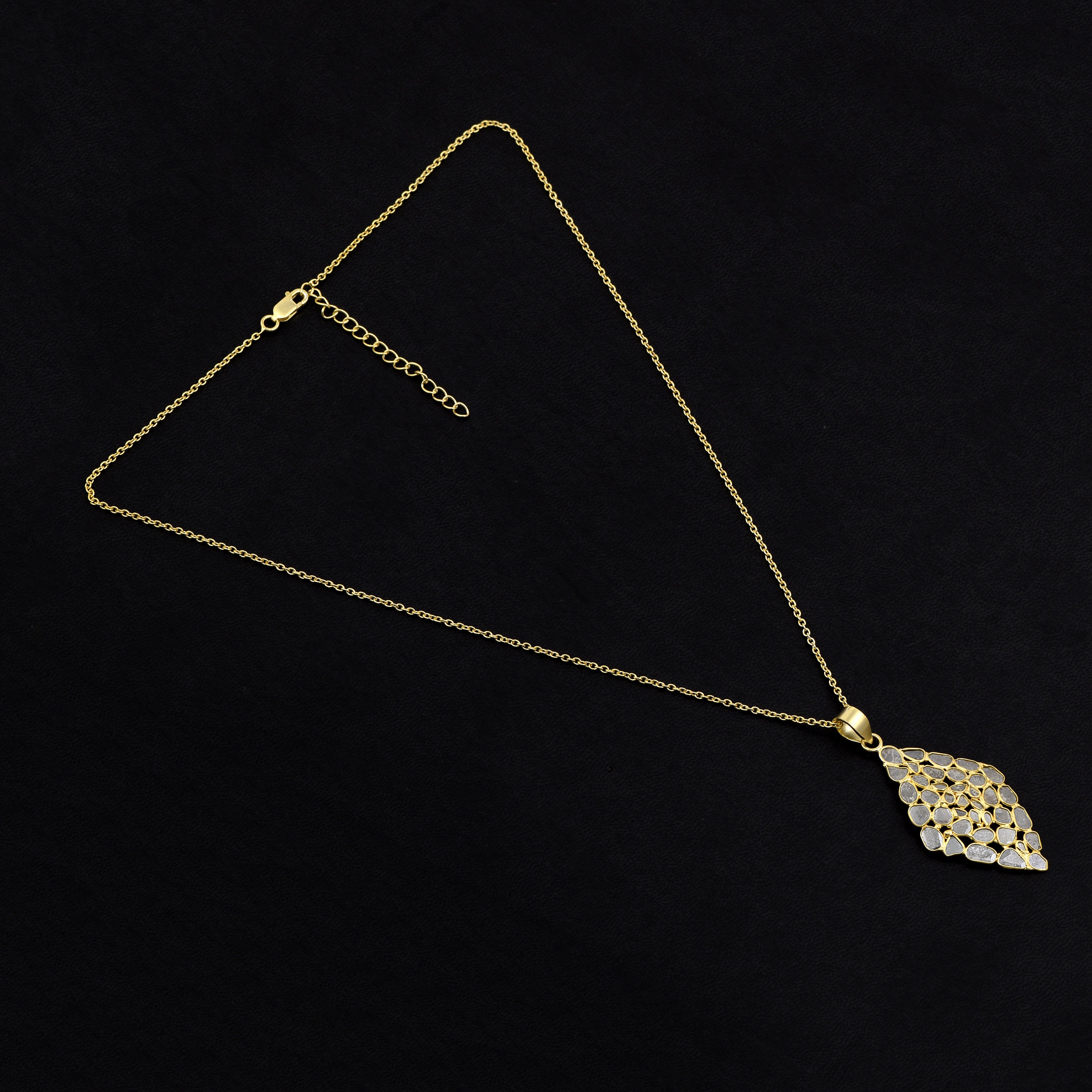 2.50 CTW Diamond Polki Geometric Pendant Necklace