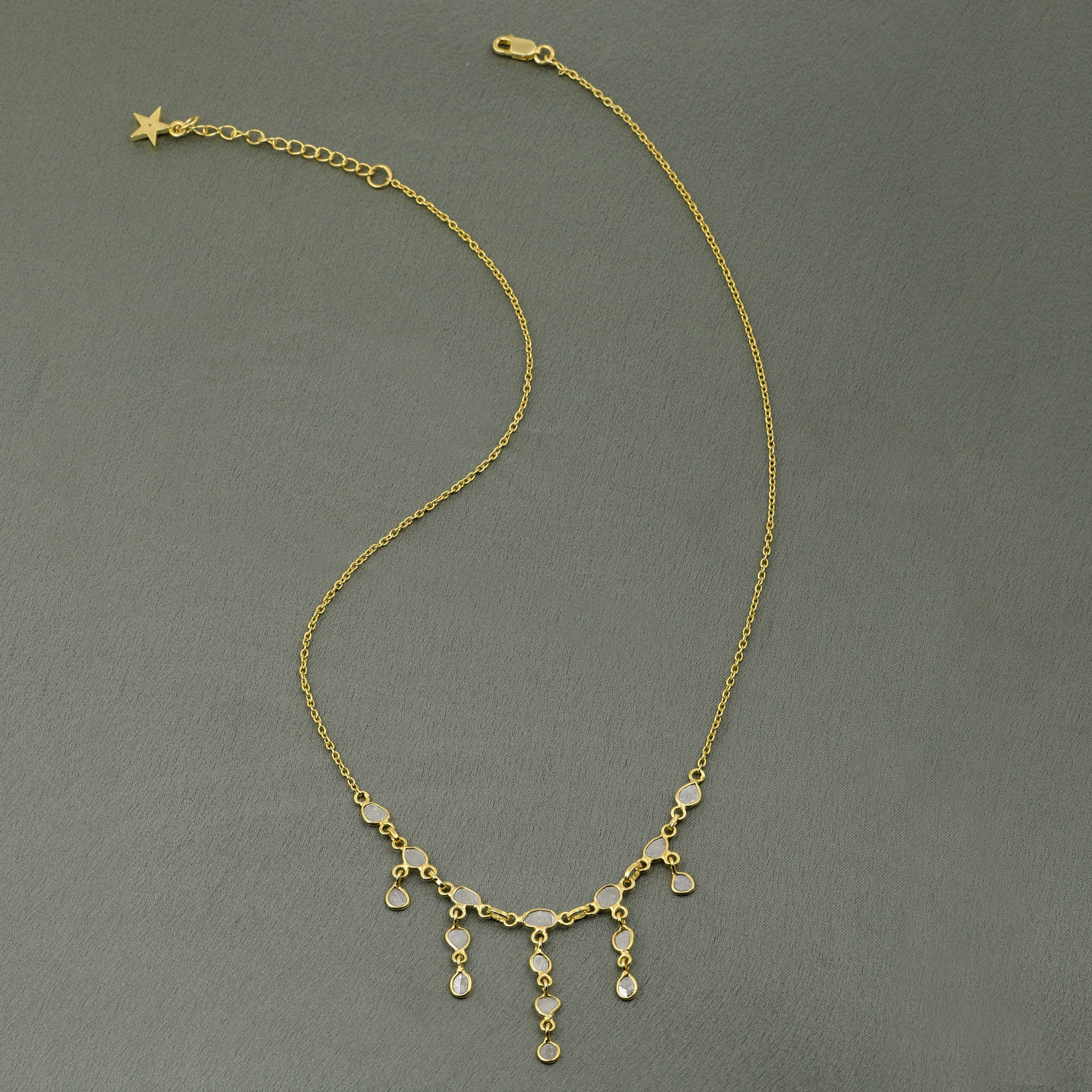 2.50 CTW Diamond Polki Boho Fringe Necklace