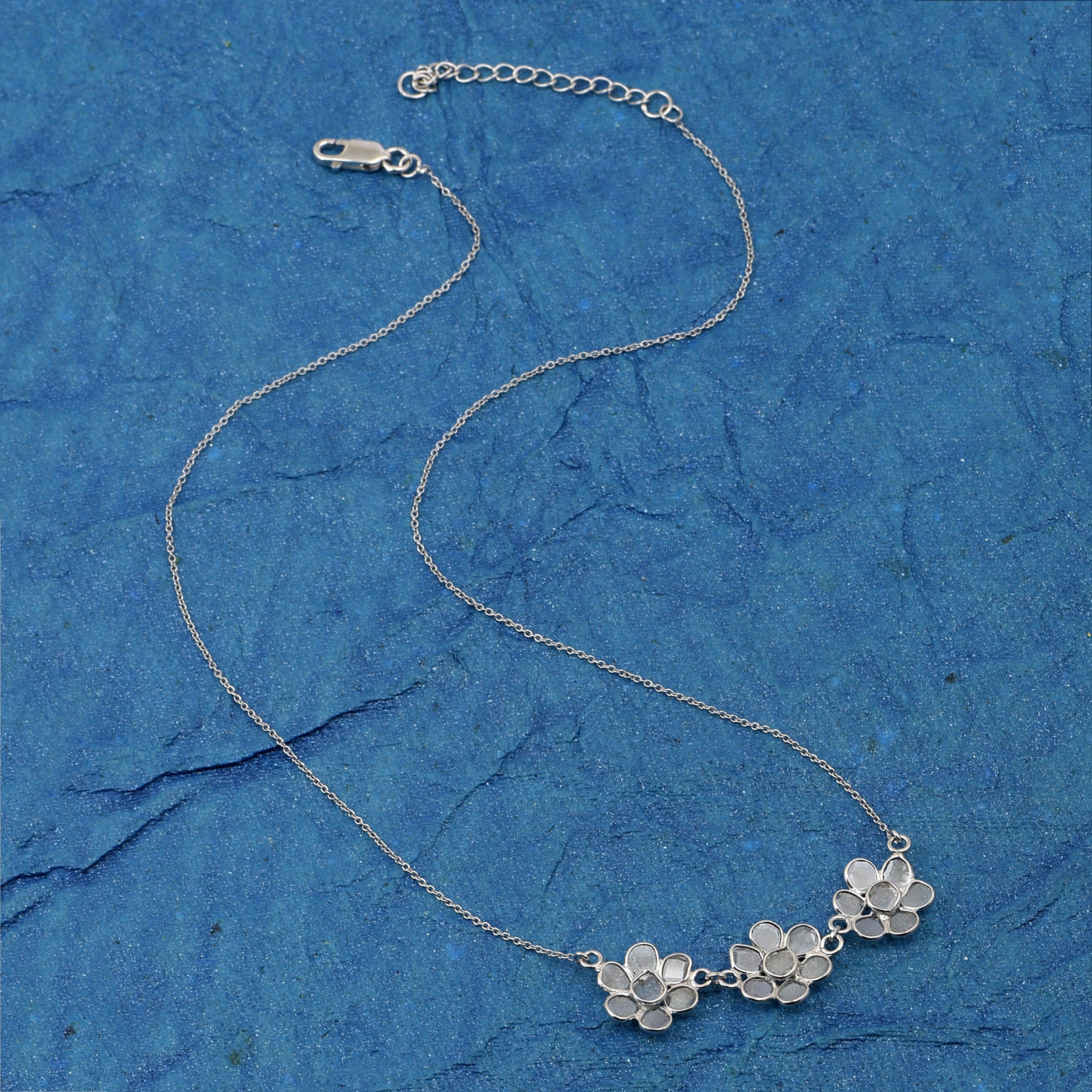 3 CTW Diamond Polki Flower Pendant Necklace