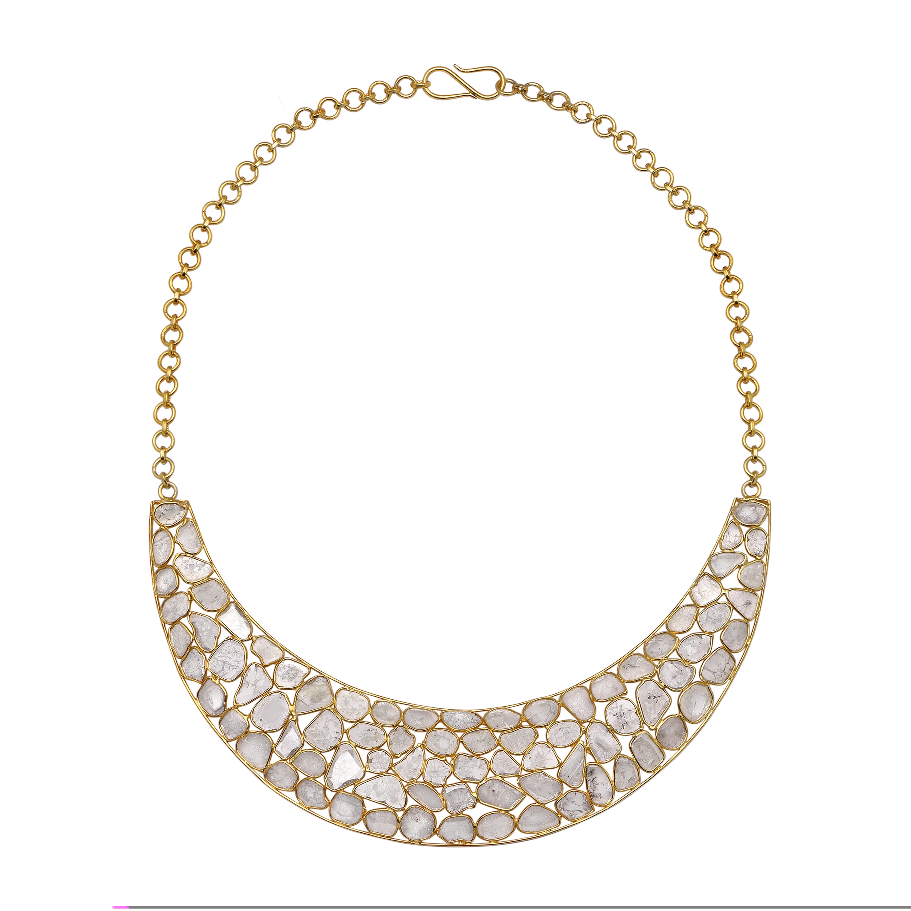 41 CTW Diamond Polki Bib Necklace