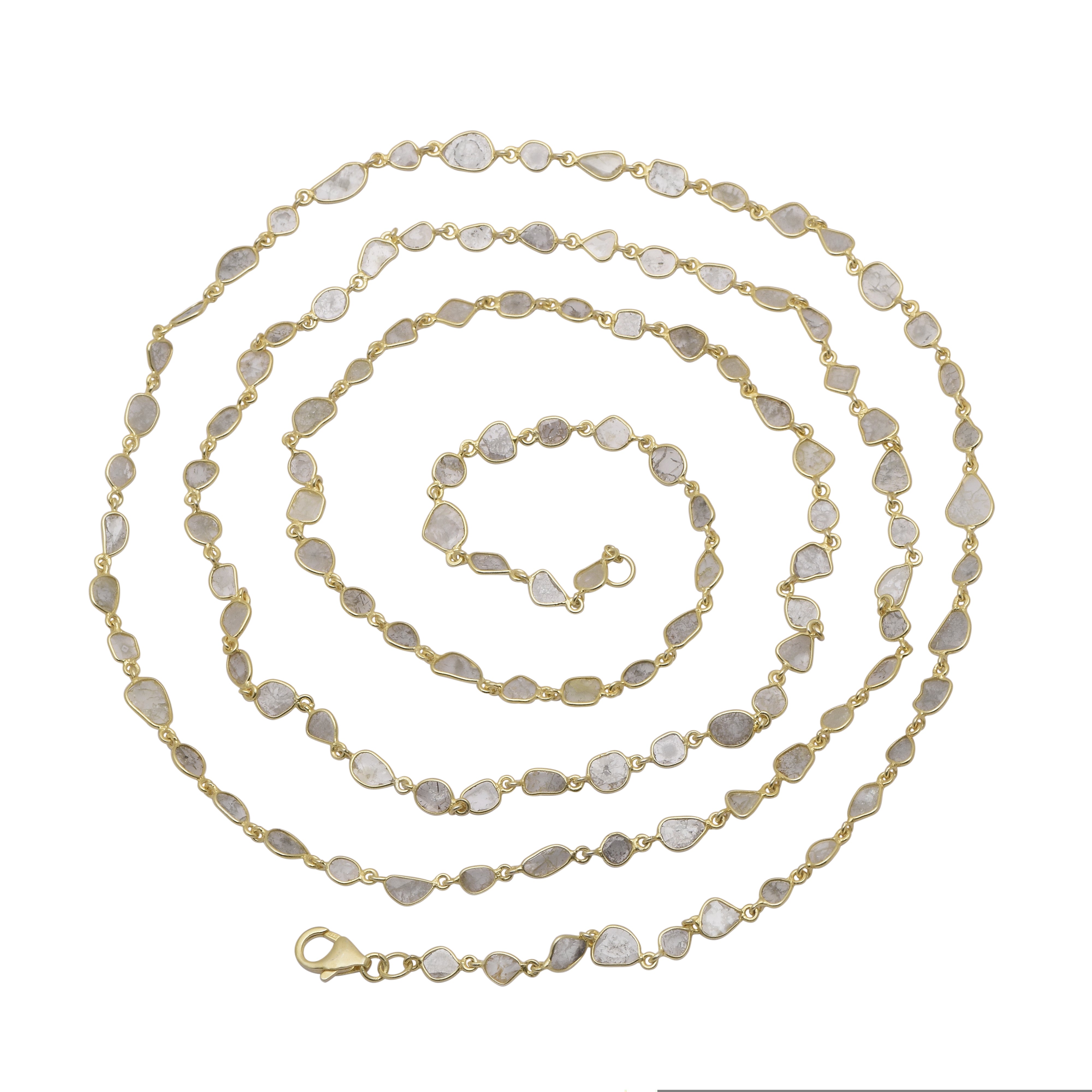 24 CTW Diamond Polki Long Chain Necklace