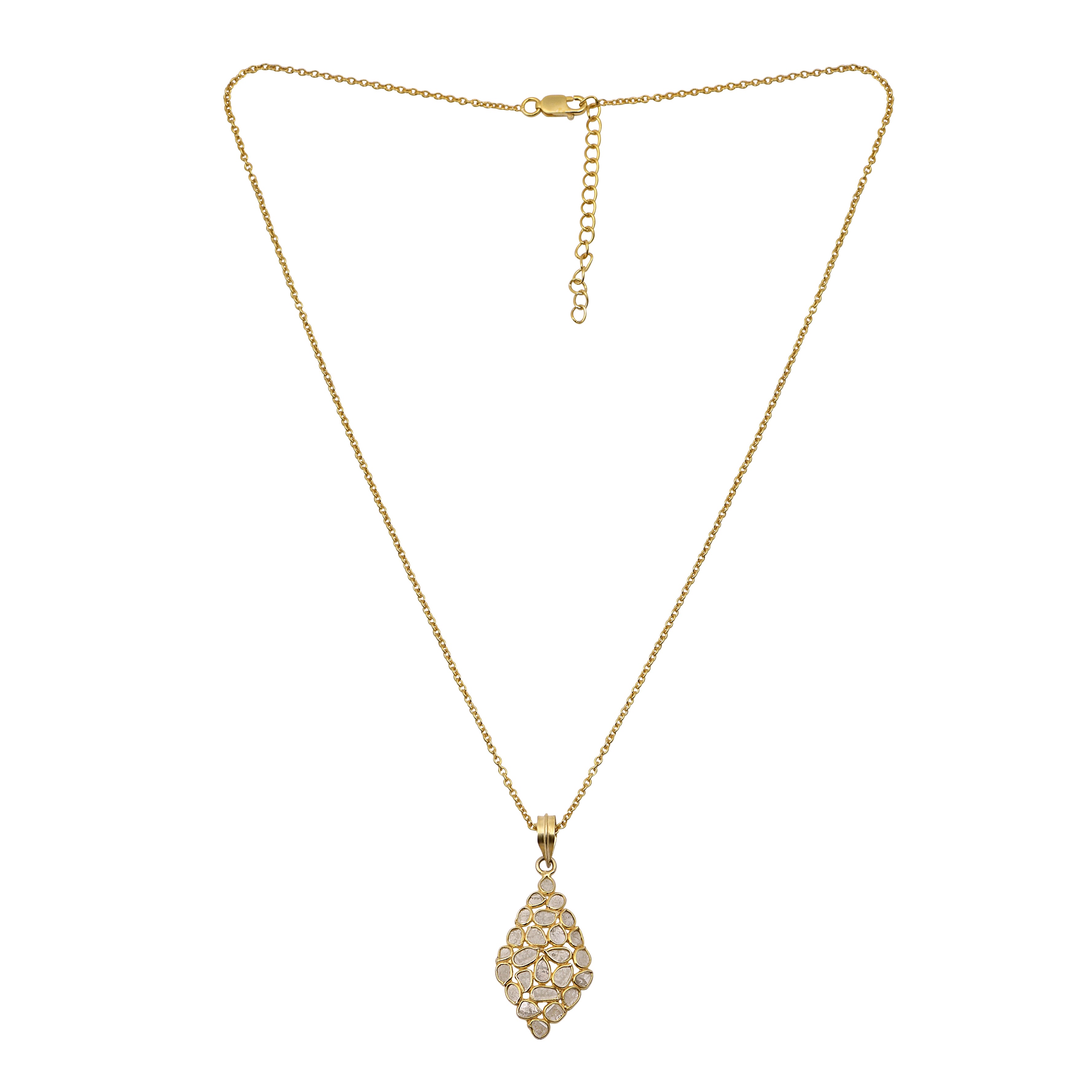 2.50 CTW Diamond Polki Geometric Pendant Necklace
