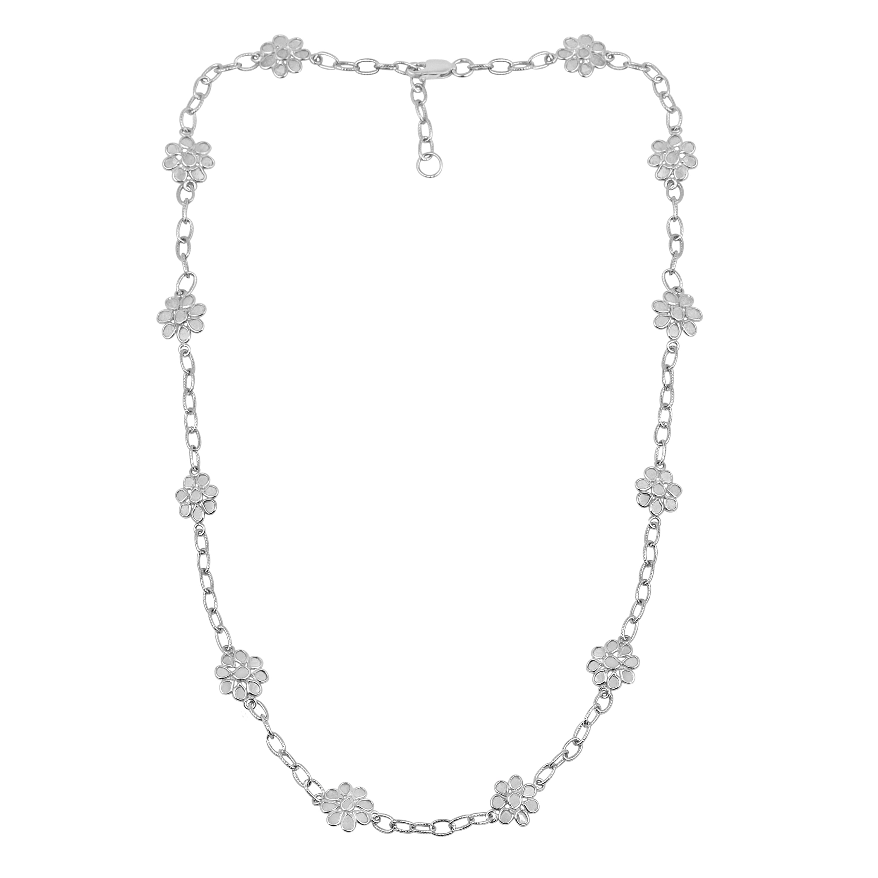 5.50 CTW Diamond Polki Flower Chain Necklace