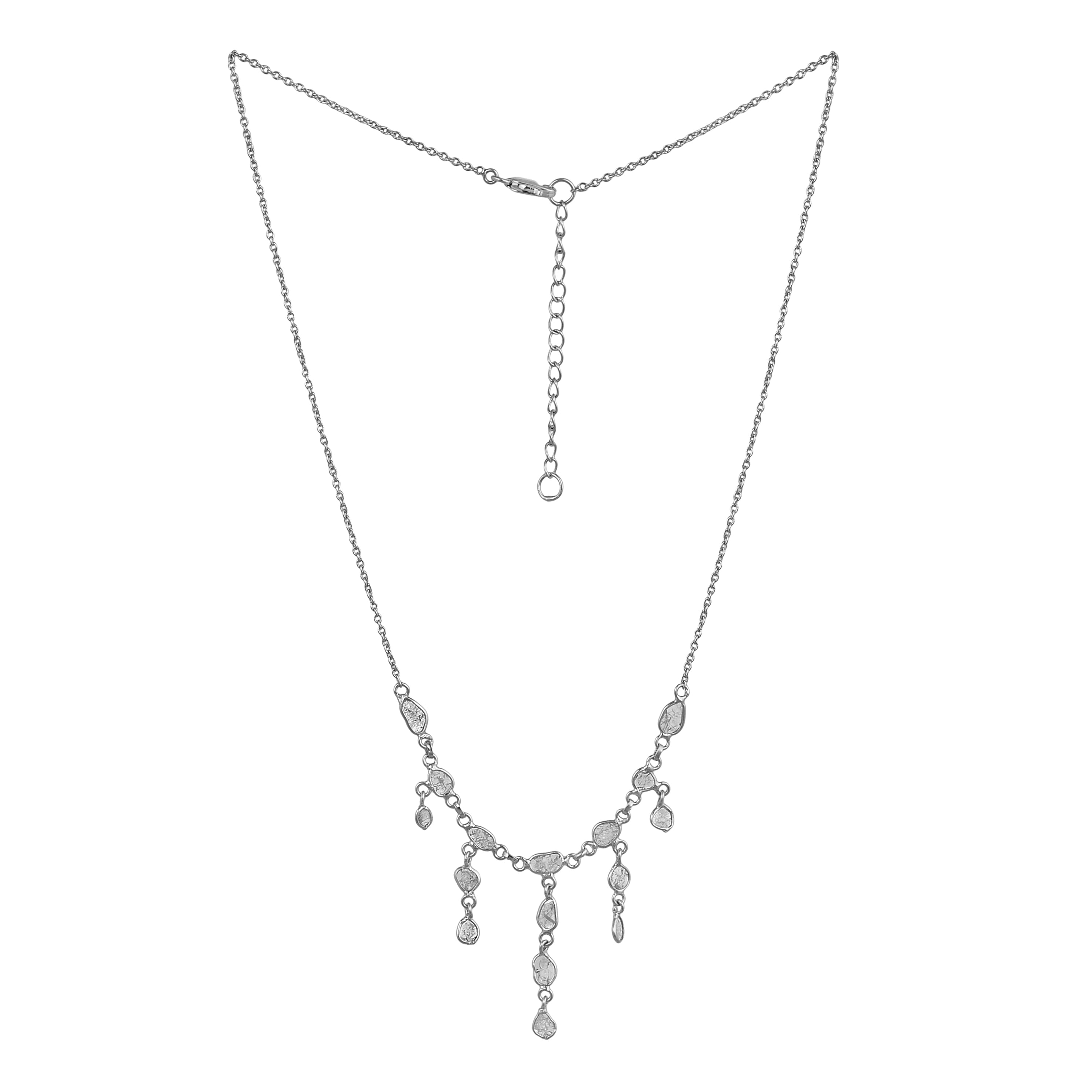 2 CTW Diamond Polki Boho Fringe Necklace