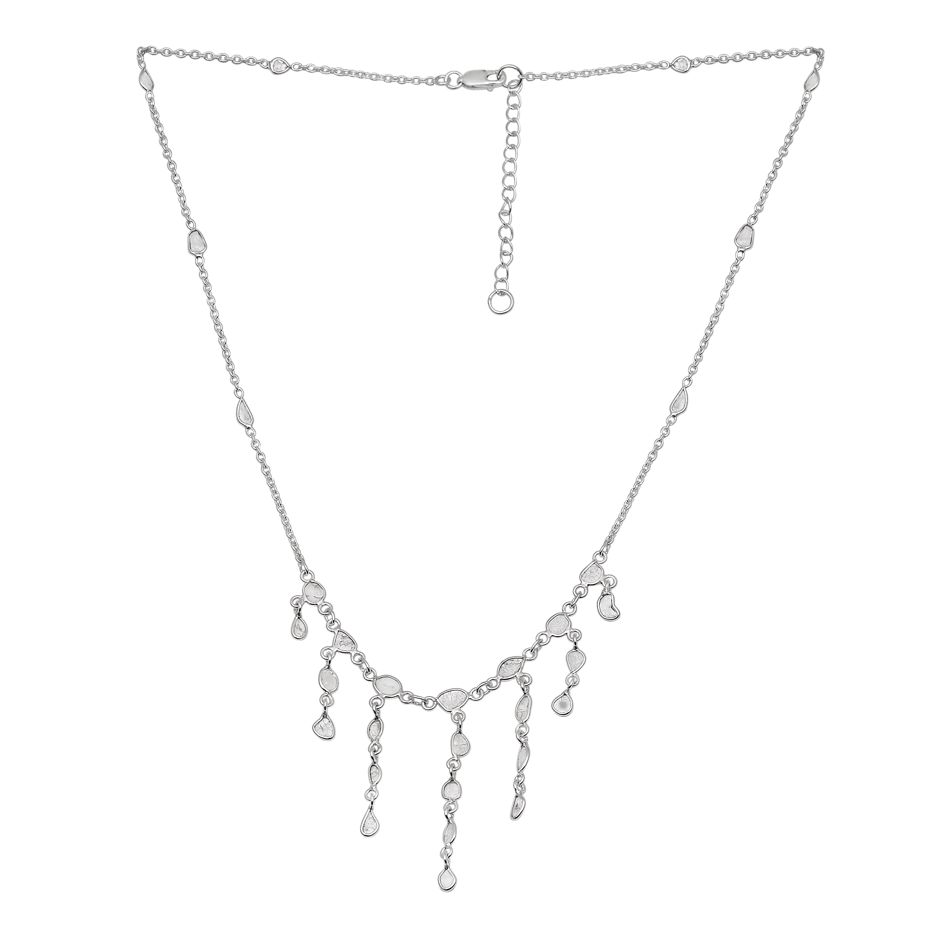 1.30 CTW Diamond Polki Fringe Necklace
