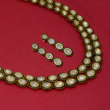 Load image into Gallery viewer, Diamond Polki Green Enamel Necklace Set