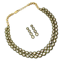 Load image into Gallery viewer, Diamond Polki Green Enamel Necklace Set