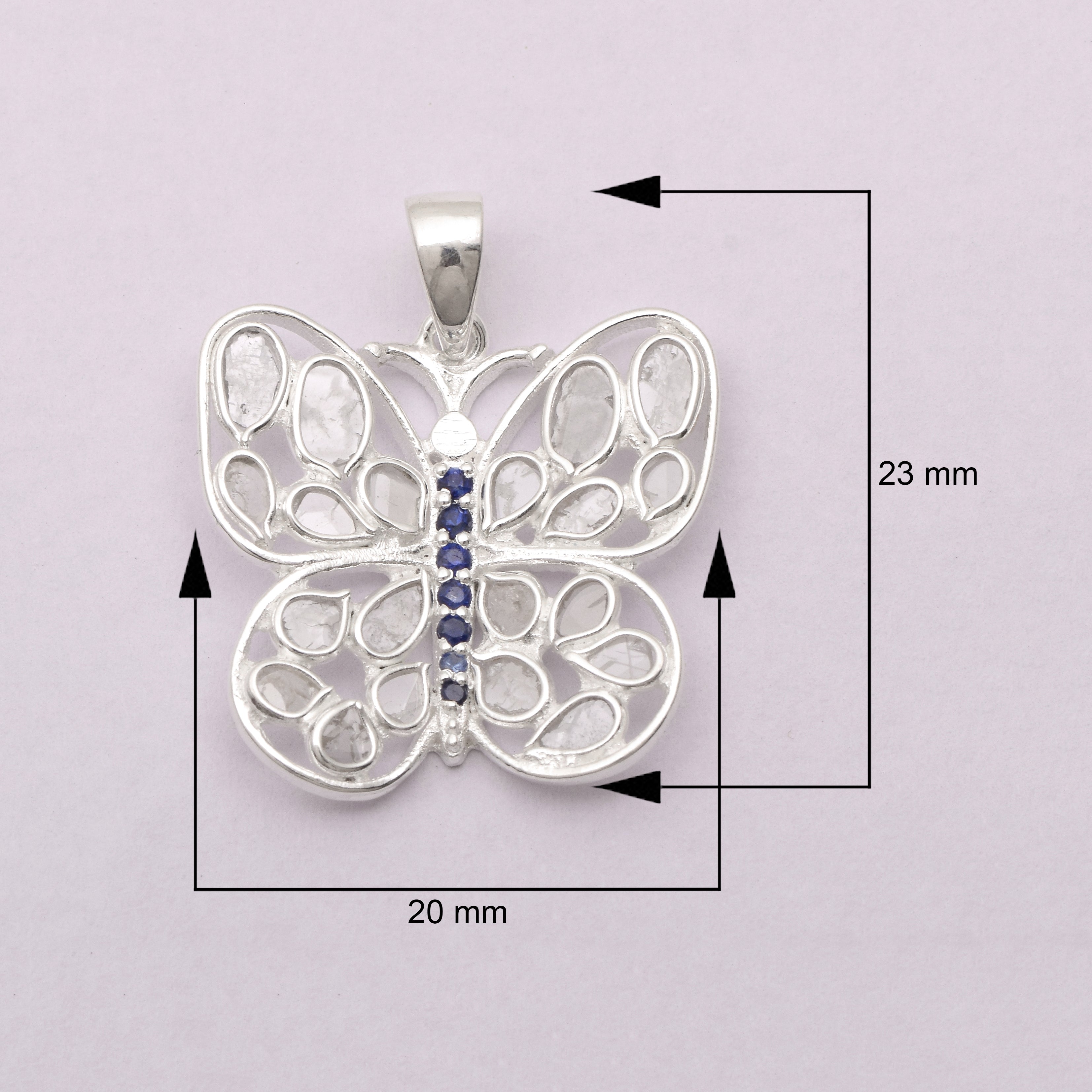 0.85 CTW Diamond Polki Tanzanite Butterfly Pendant