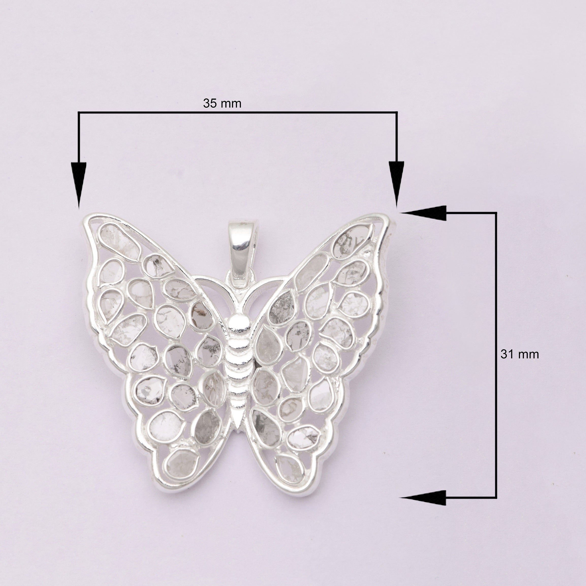 Diamond Polki Butterfly Pendant Set