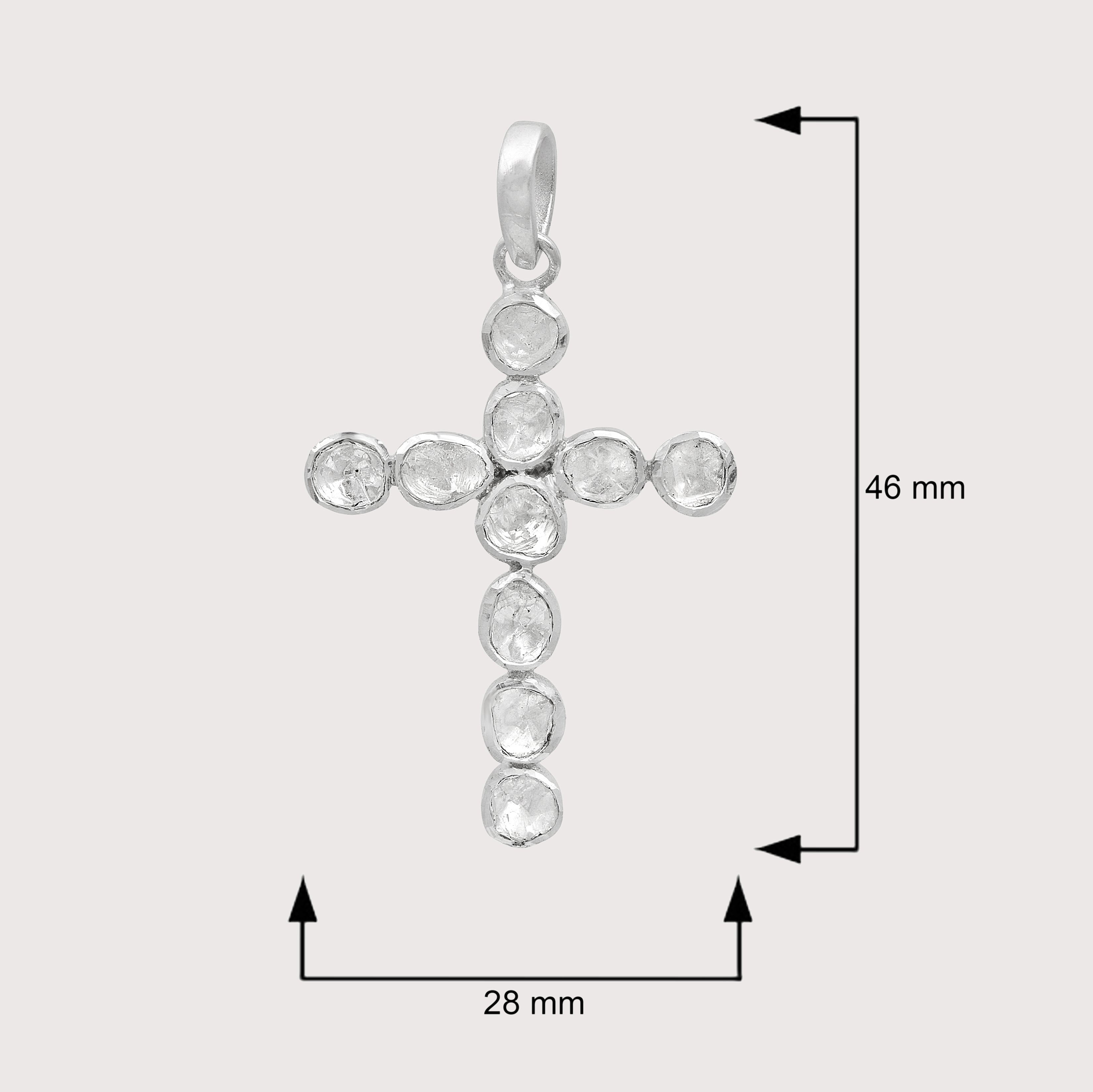 1.40 CTW Diamond Polki Cross Pendant