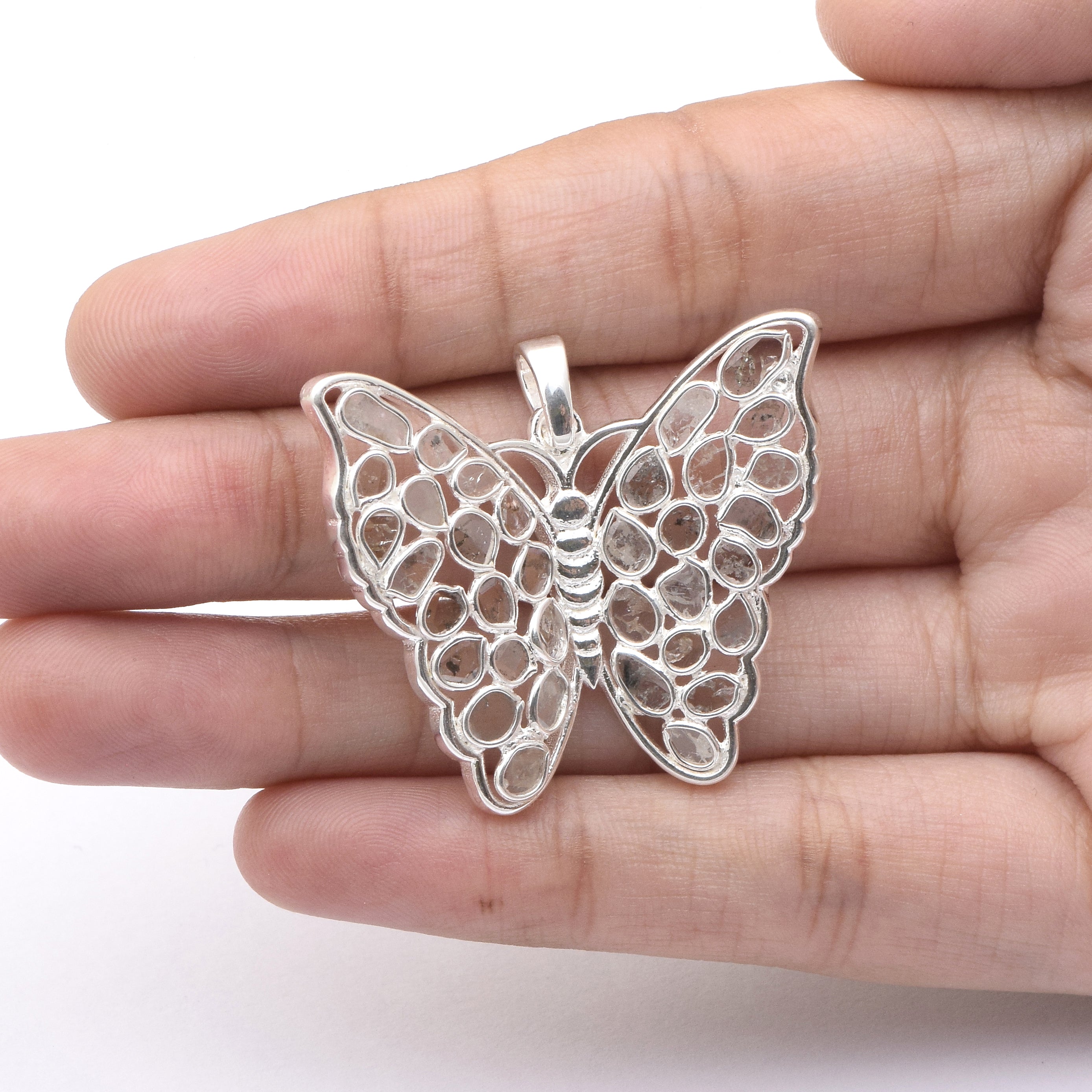 1.50 CTW Diamond Polki Butterfly Pendant