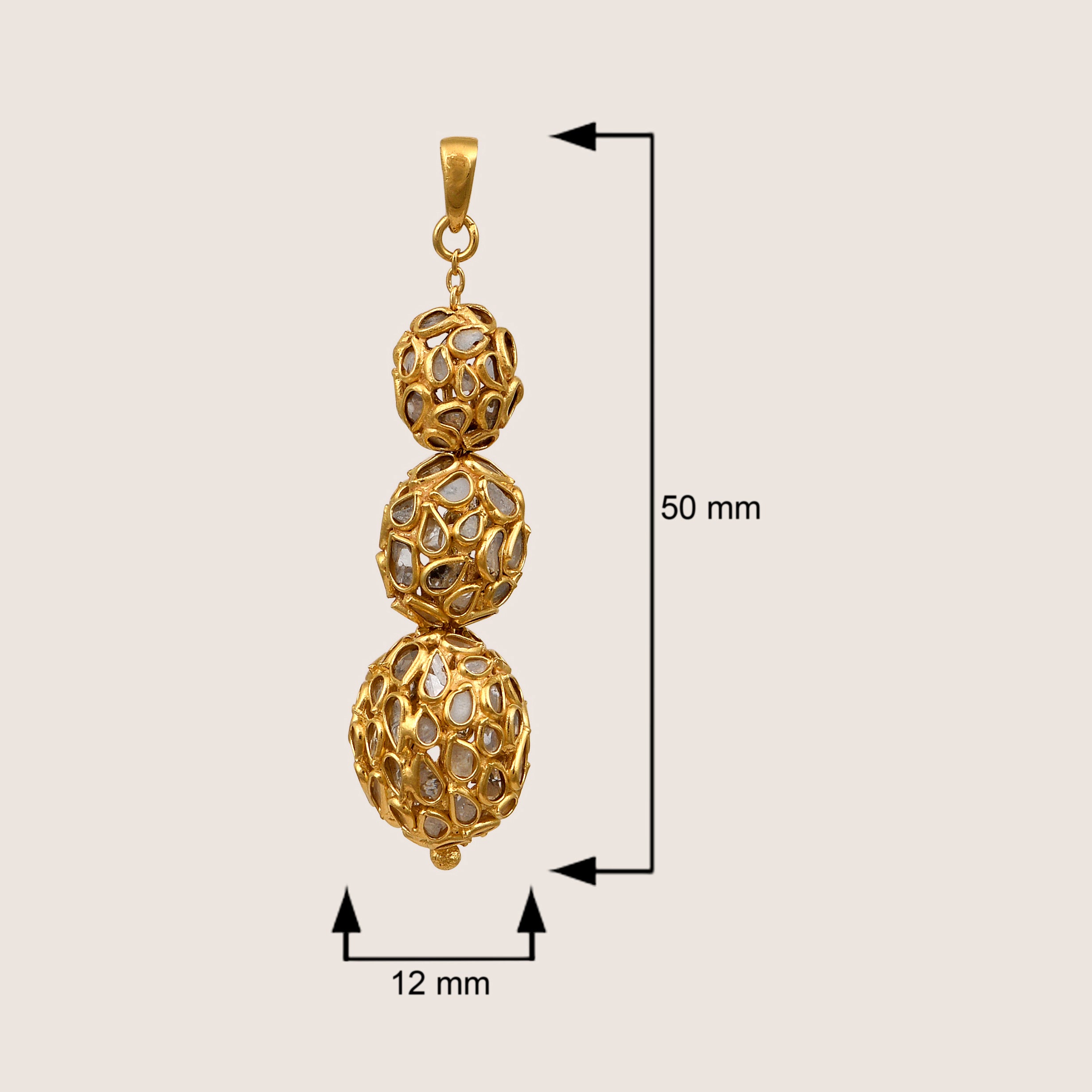 1.50 CTW Diamond Polki Traditional Pendant