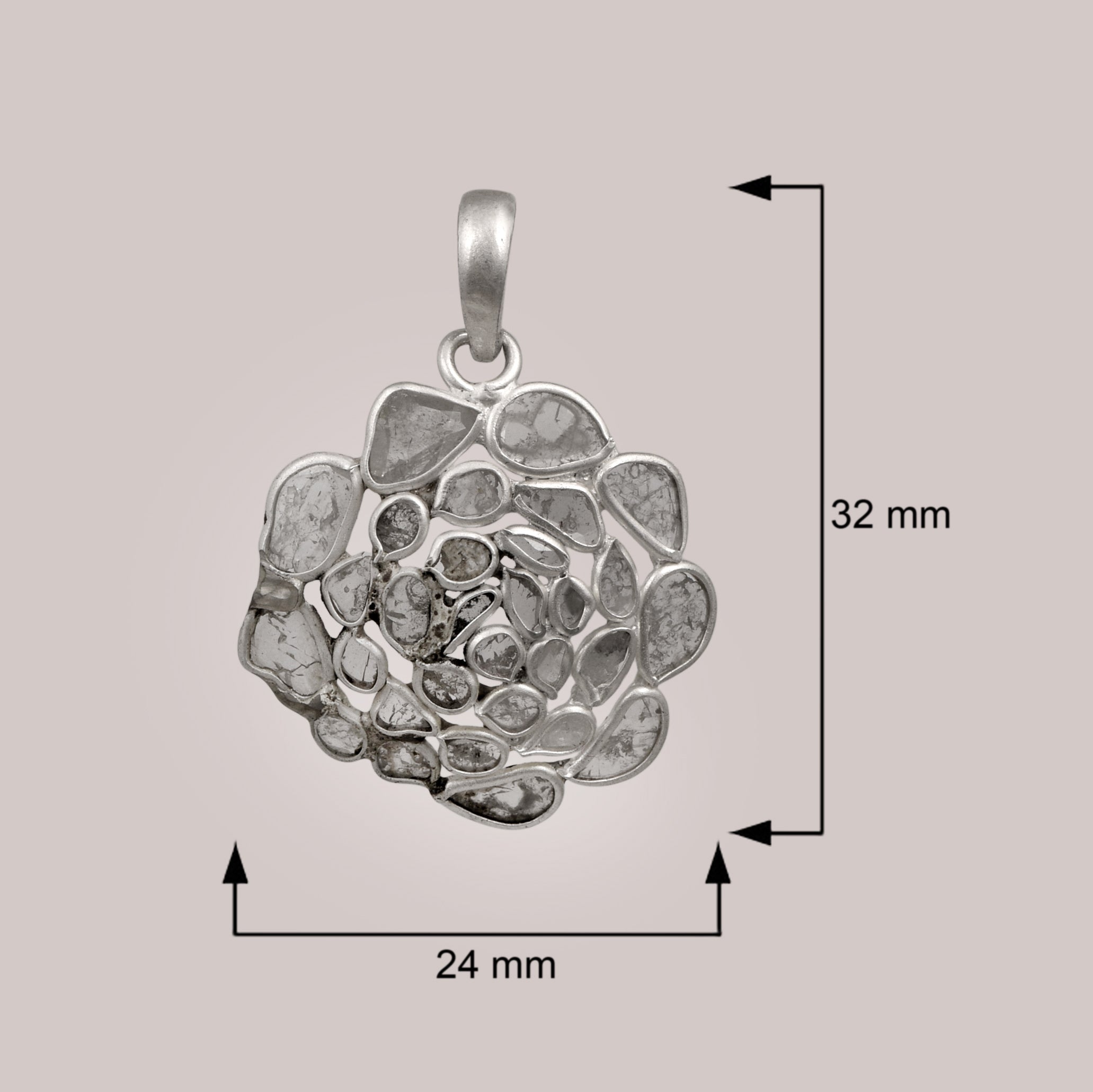 1.50 CTW Diamond Polki Vintage Rose Pendant