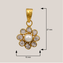 Load image into Gallery viewer, 0.50 CTW Diamond Polki Pearl Floral Pendant
