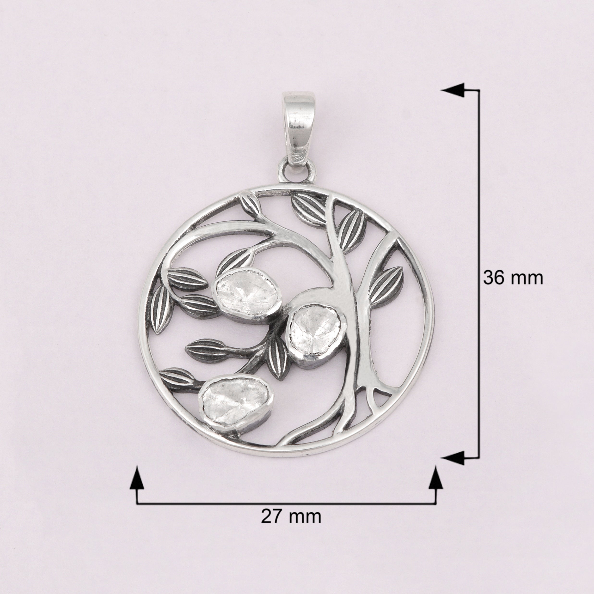 0.33 CTW Diamond Polki Tree of Life Pendant