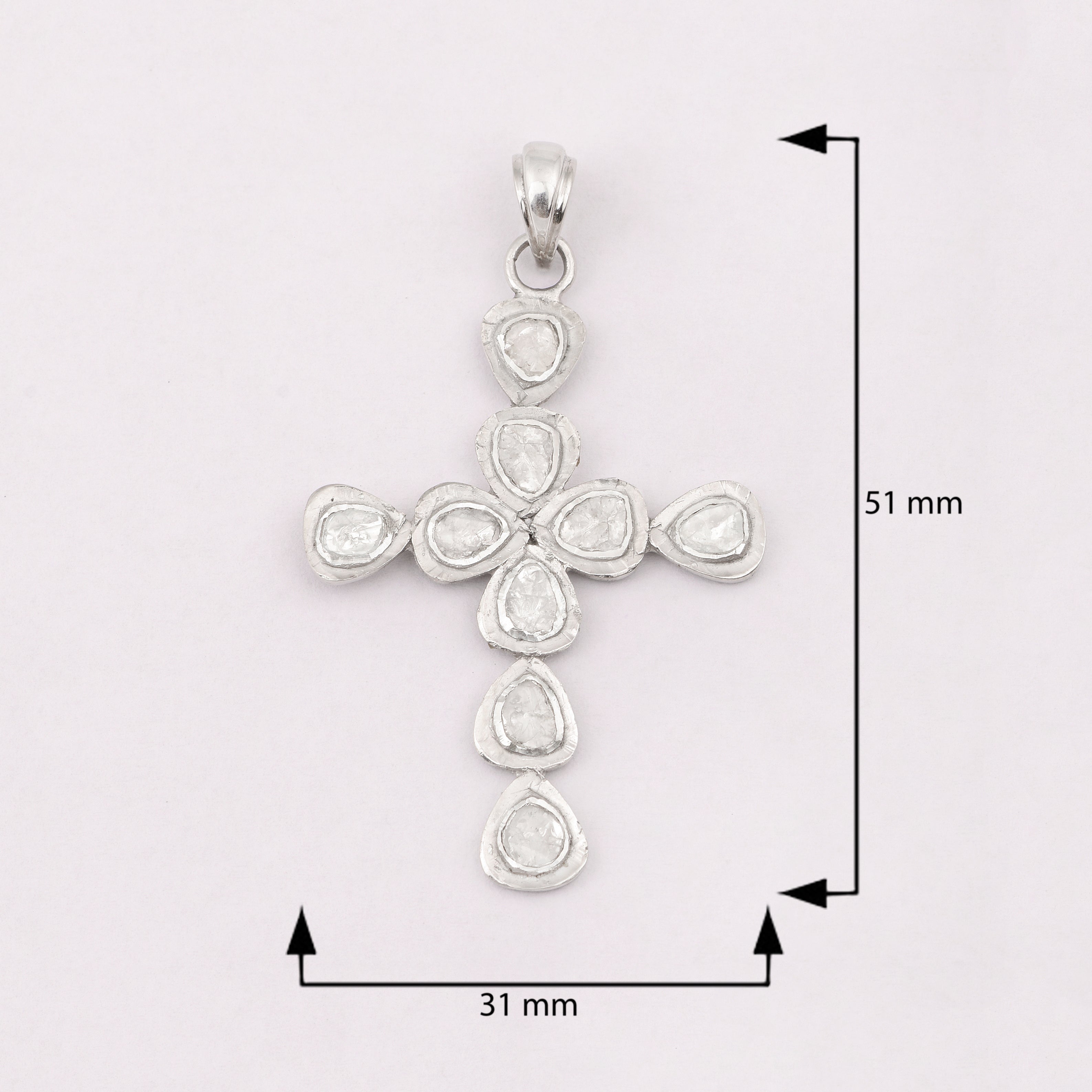 1.25 CTW Diamond Polki Cross Pendant