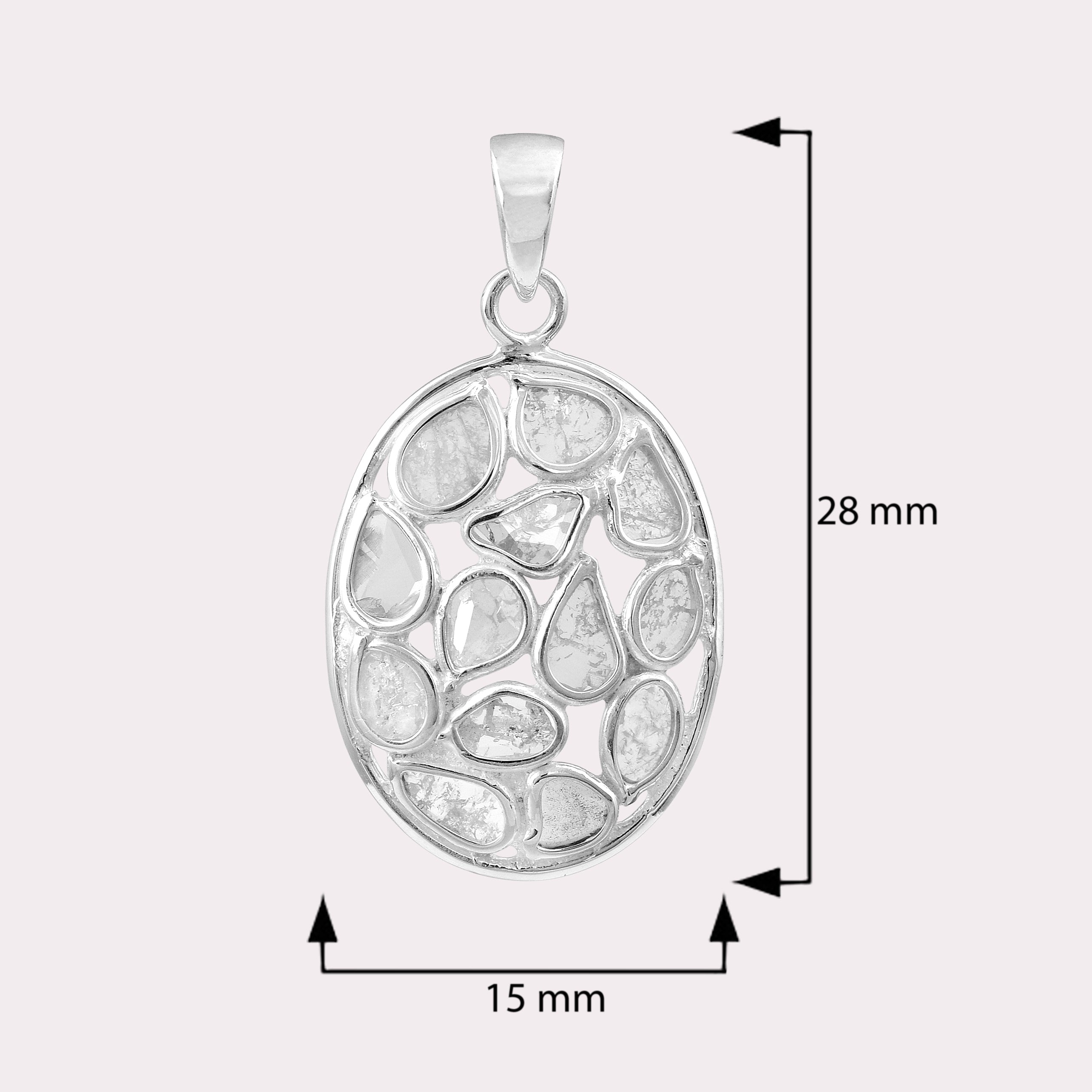0.50 CTW Diamond Polki Oval Shape Pendant