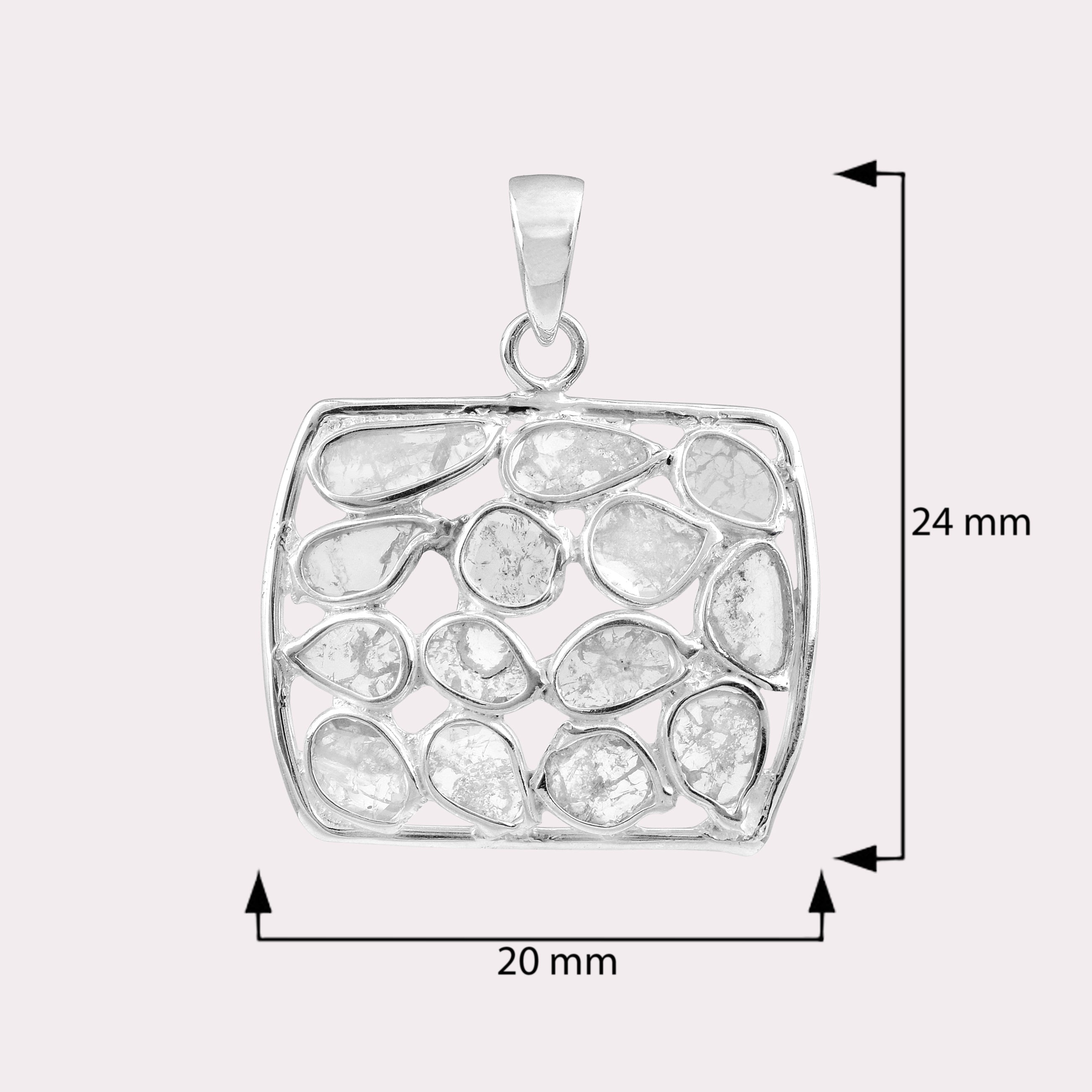 1.0 CTW Diamond Polki Rectangle Pendant