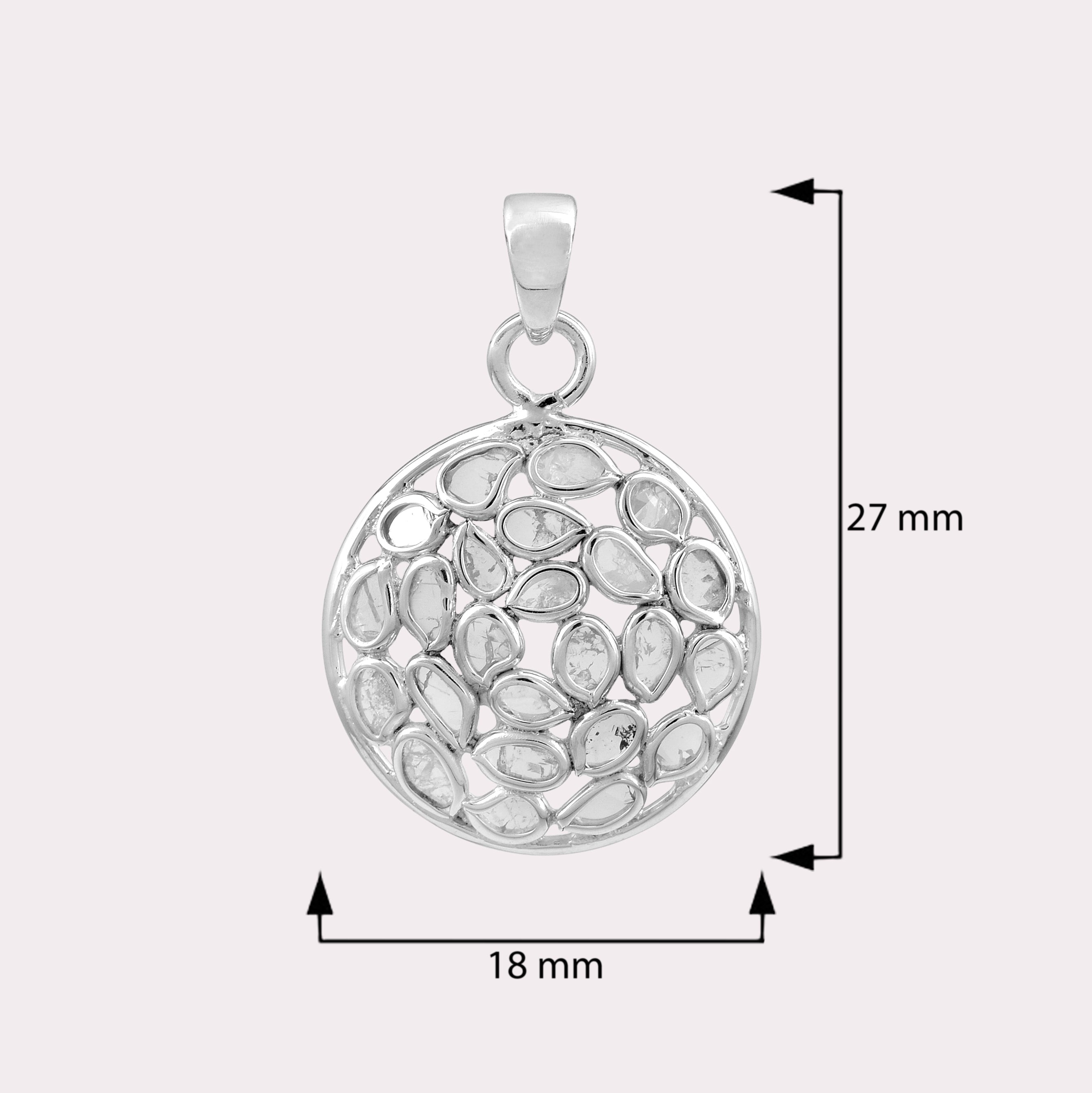 1.00 CTW Diamond Polki Round Pendant