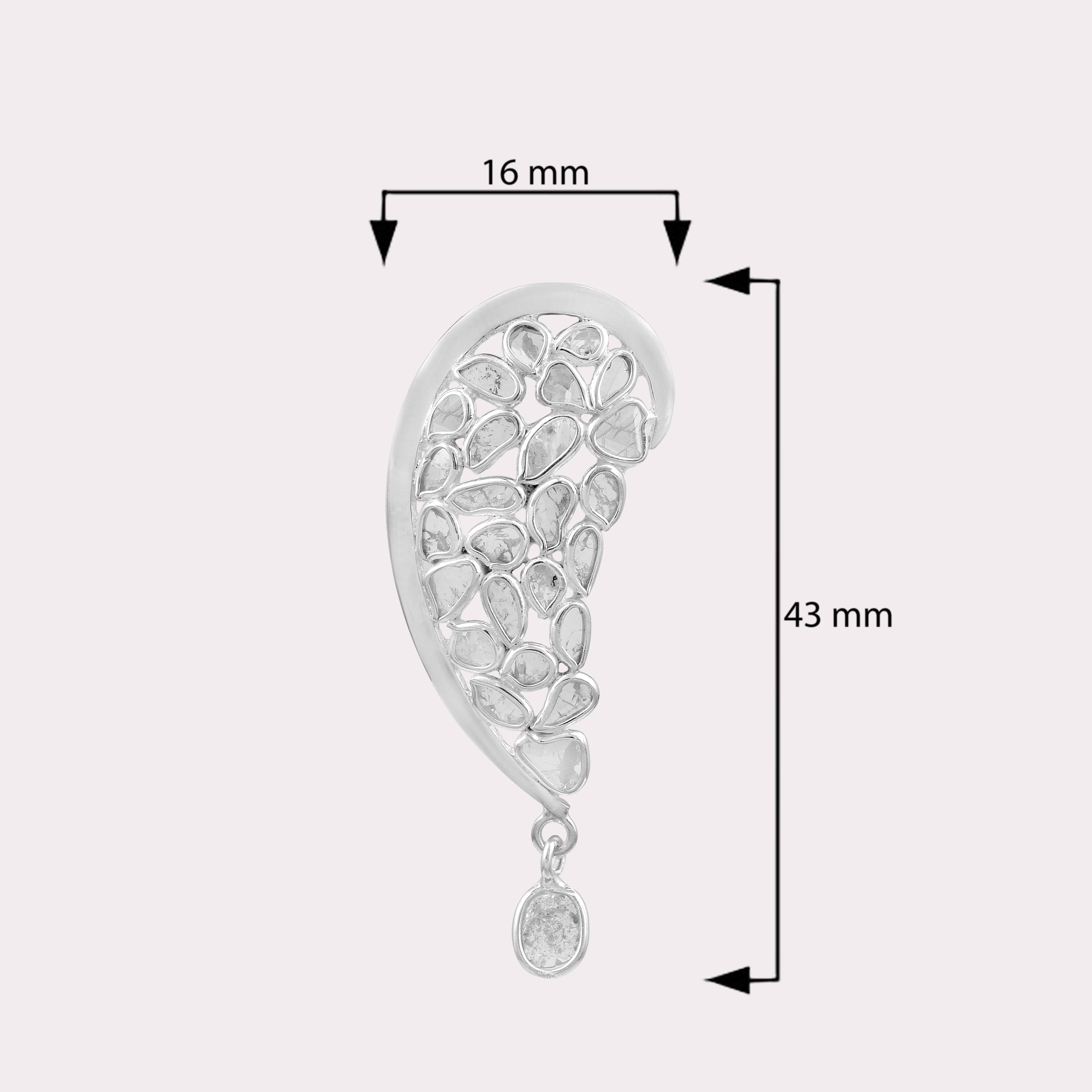 1.50 CTW Diamond Polki Half Heart Pendant