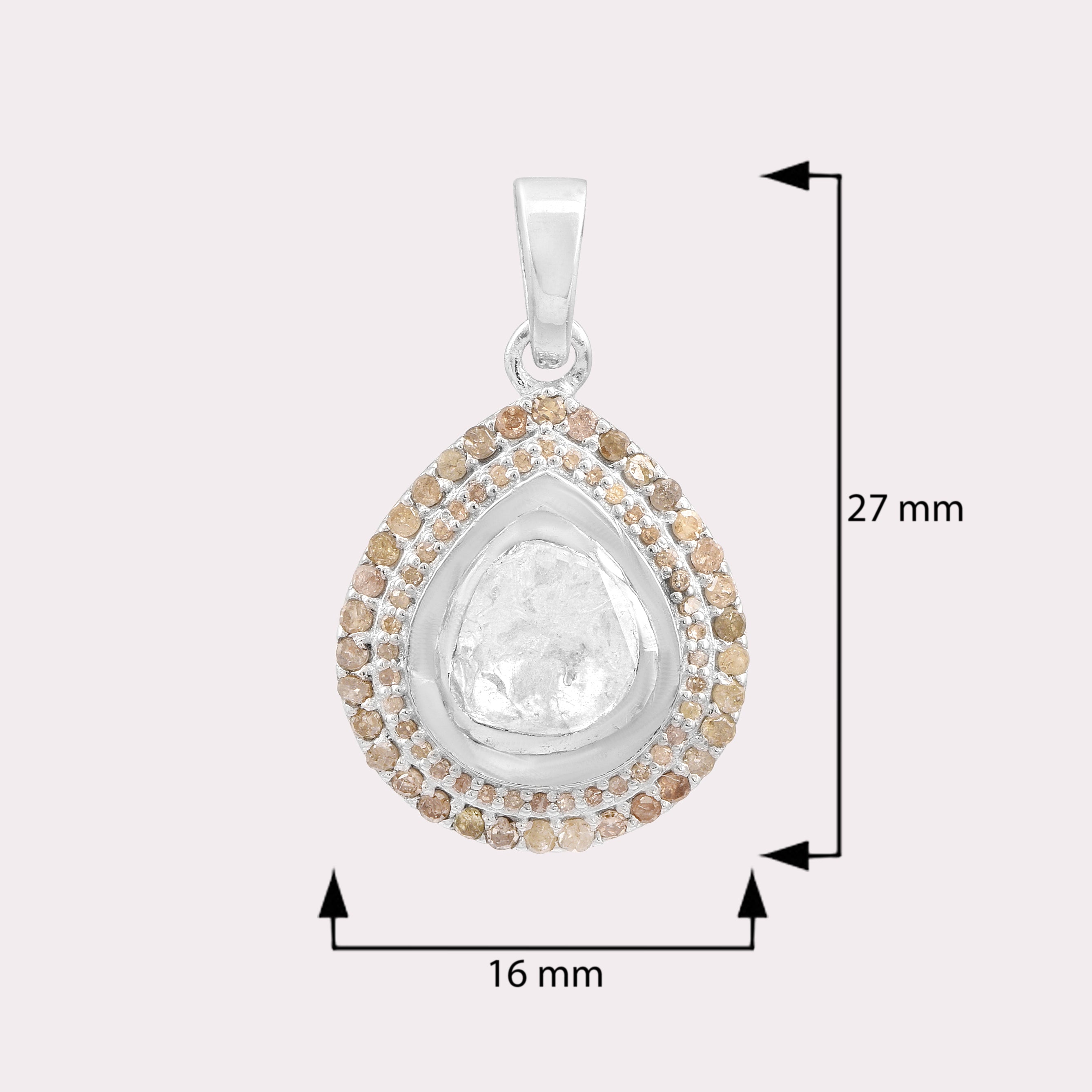 0.50 CTW Diamond Polki Pear Pendant