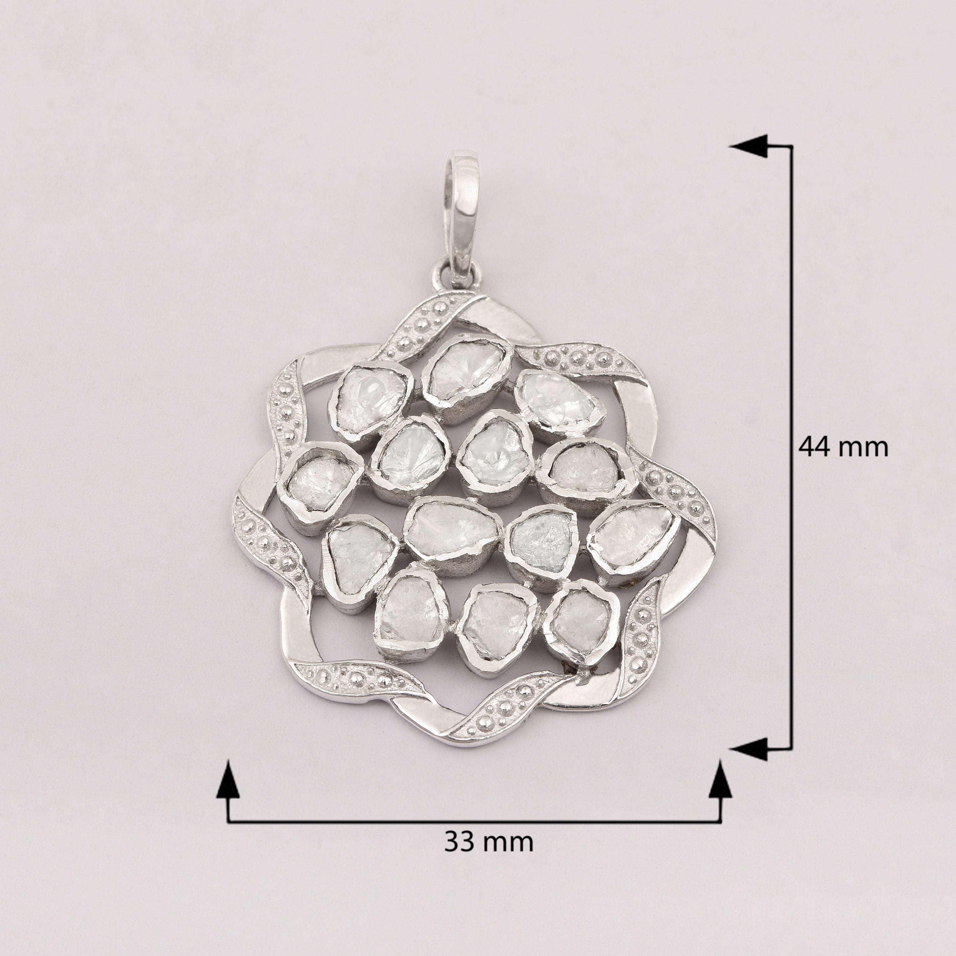 1.50 CTW Diamond Polki Cluster Pendant
