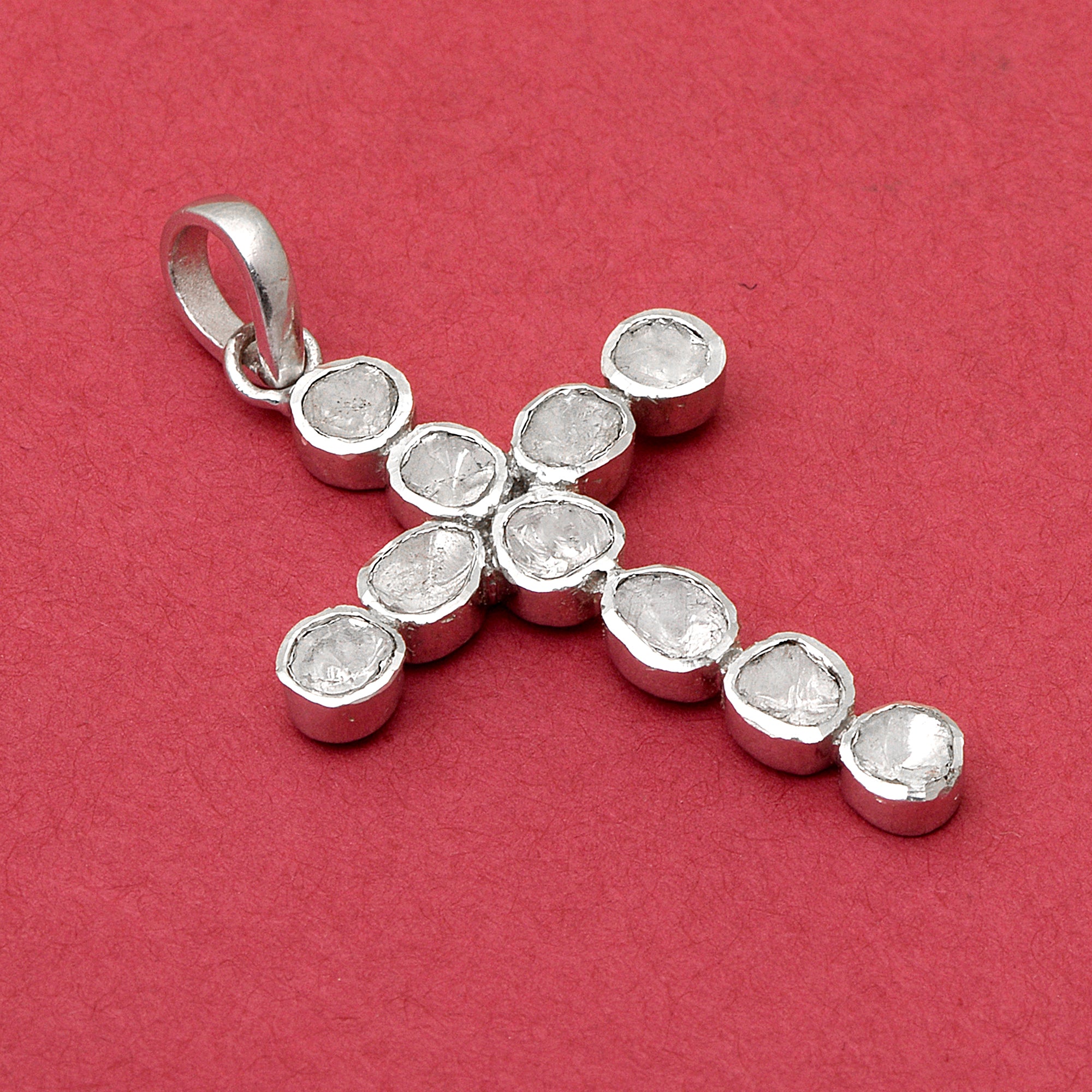 1.40 CTW Diamond Polki Cross Pendant