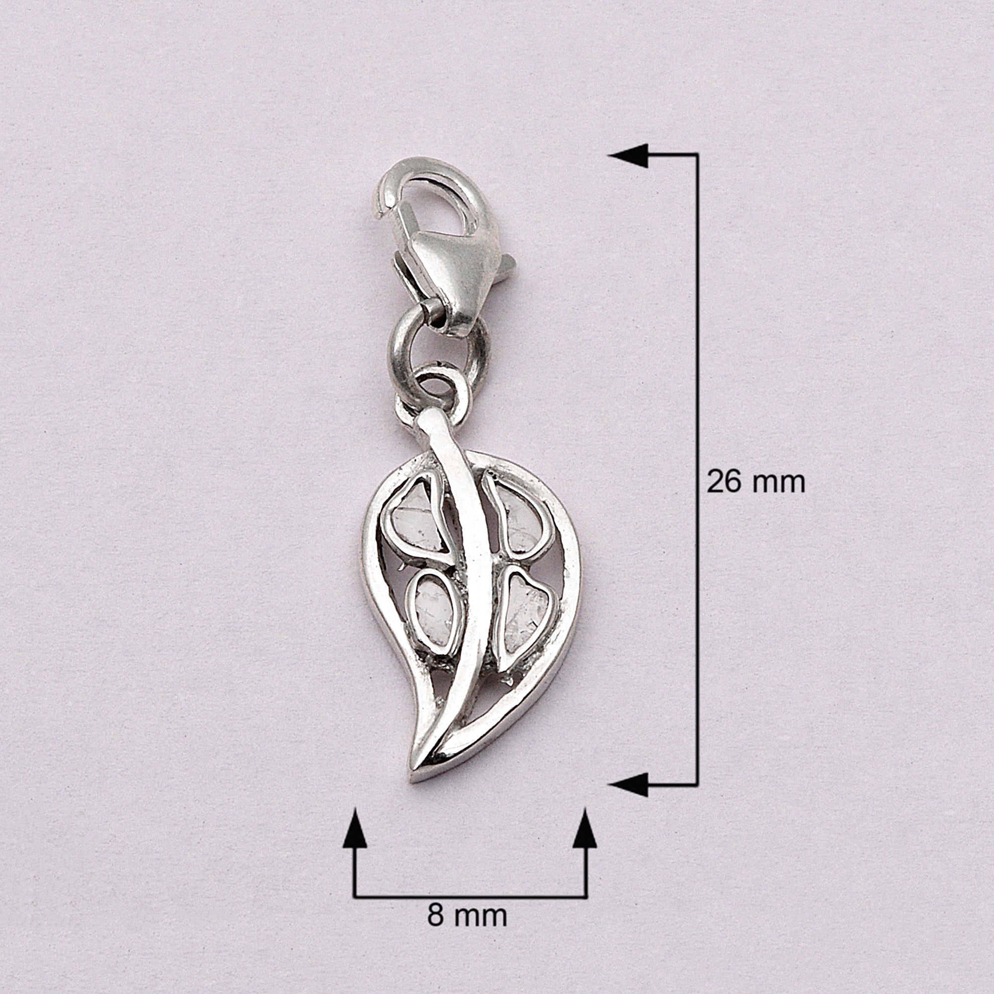 0.10 CTW Diamond Polki Leaf Charm Pendant