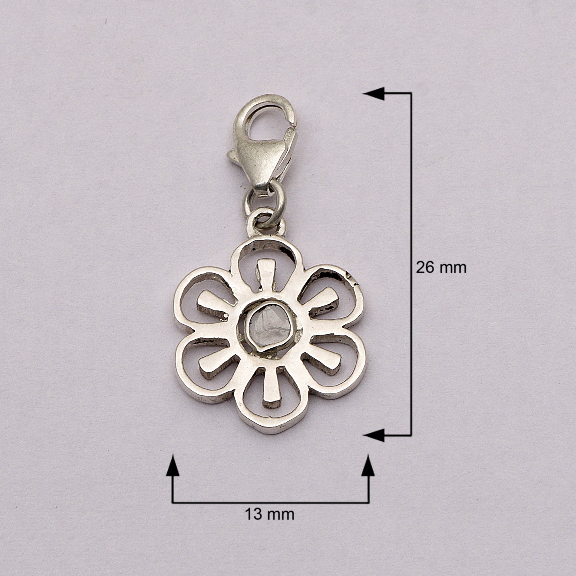 0.10 CTW Diamond Polki Floral Charm Pendant