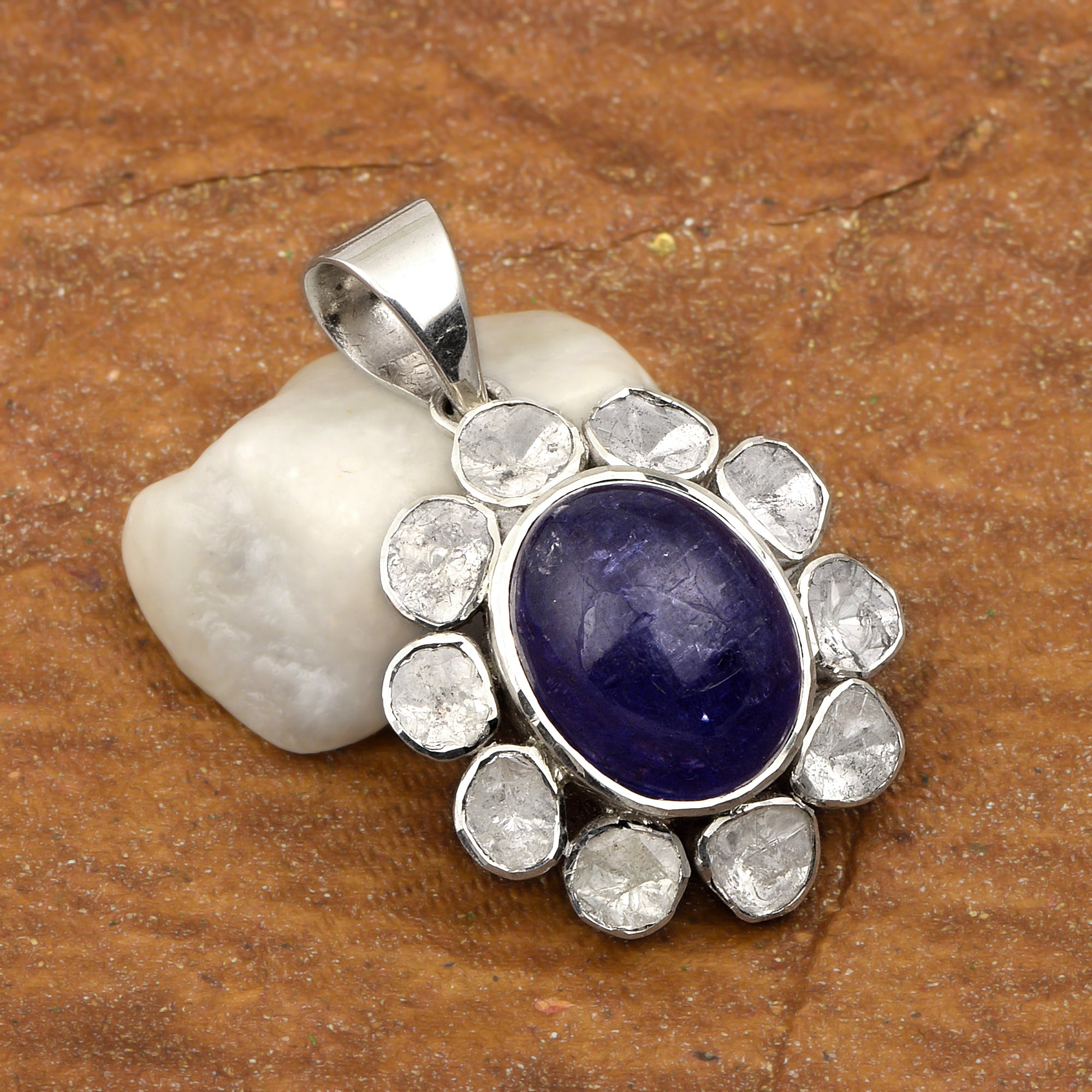 2 CTW Diamond Polki Tanzanite Pendant