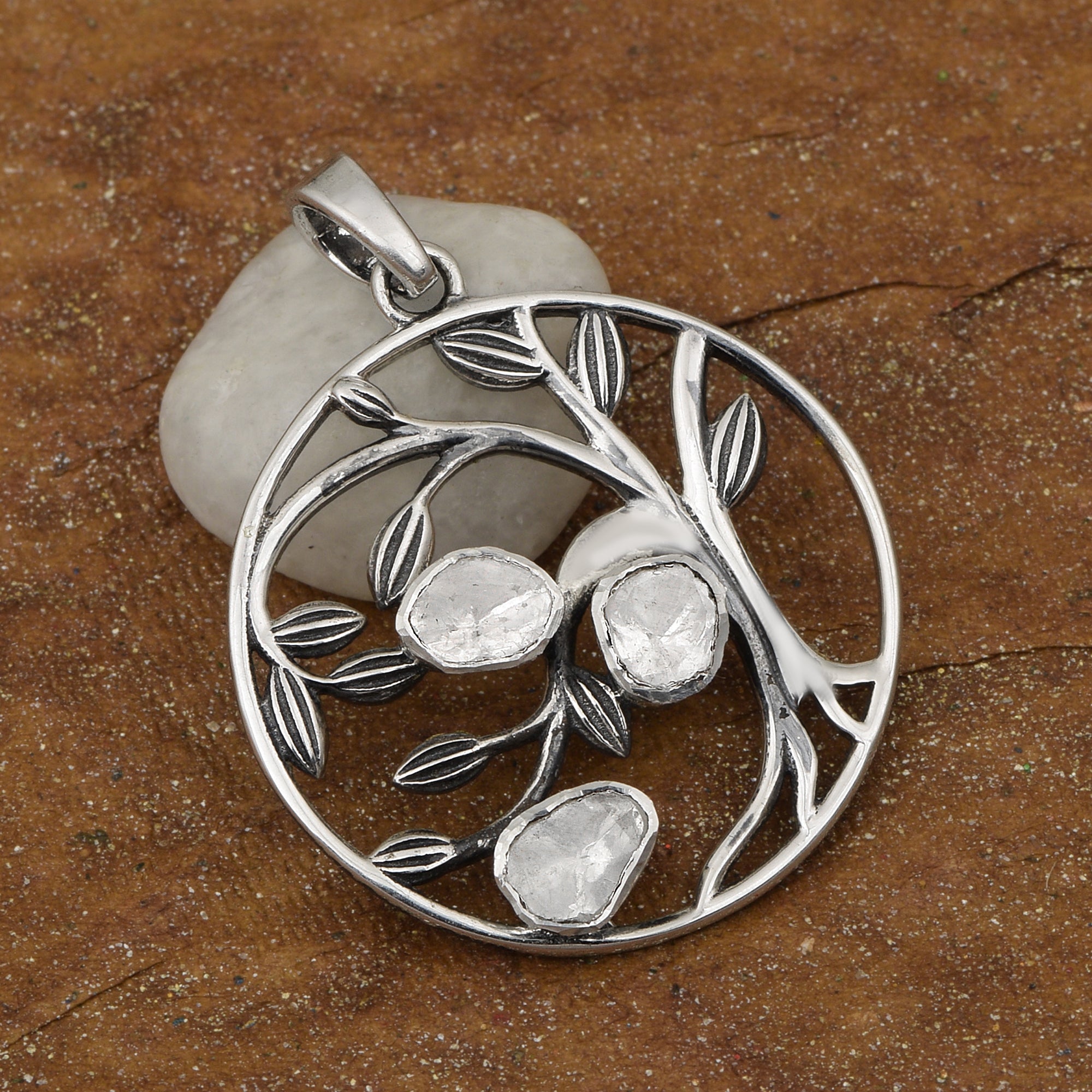 0.33 CTW Diamond Polki Tree of Life Pendant